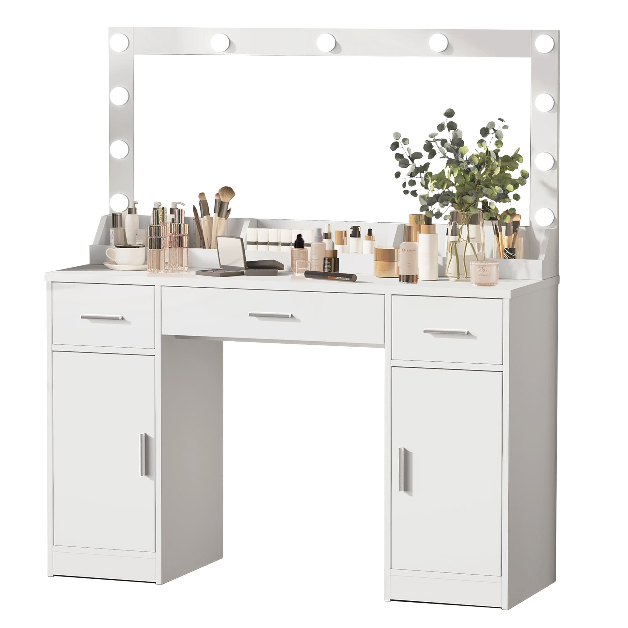 SINOFURN SYD250019WT 47.2-in White Makeup Vanity