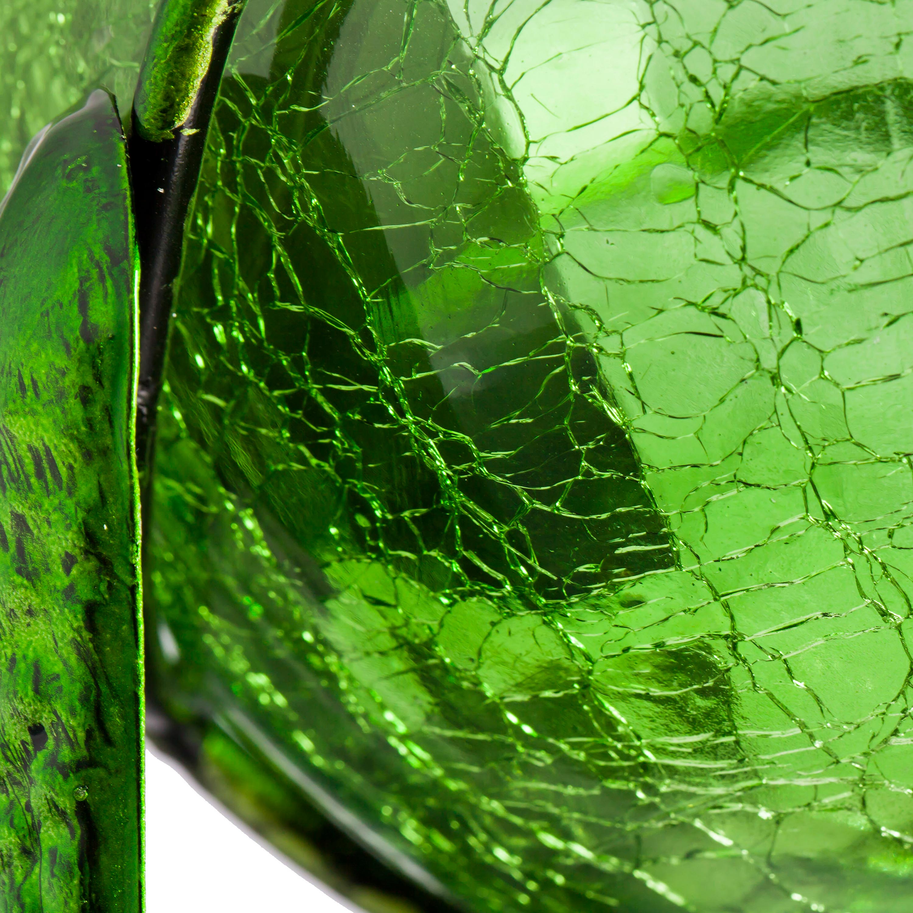 Green Crackled Glass Solar Frog Garden Statuary