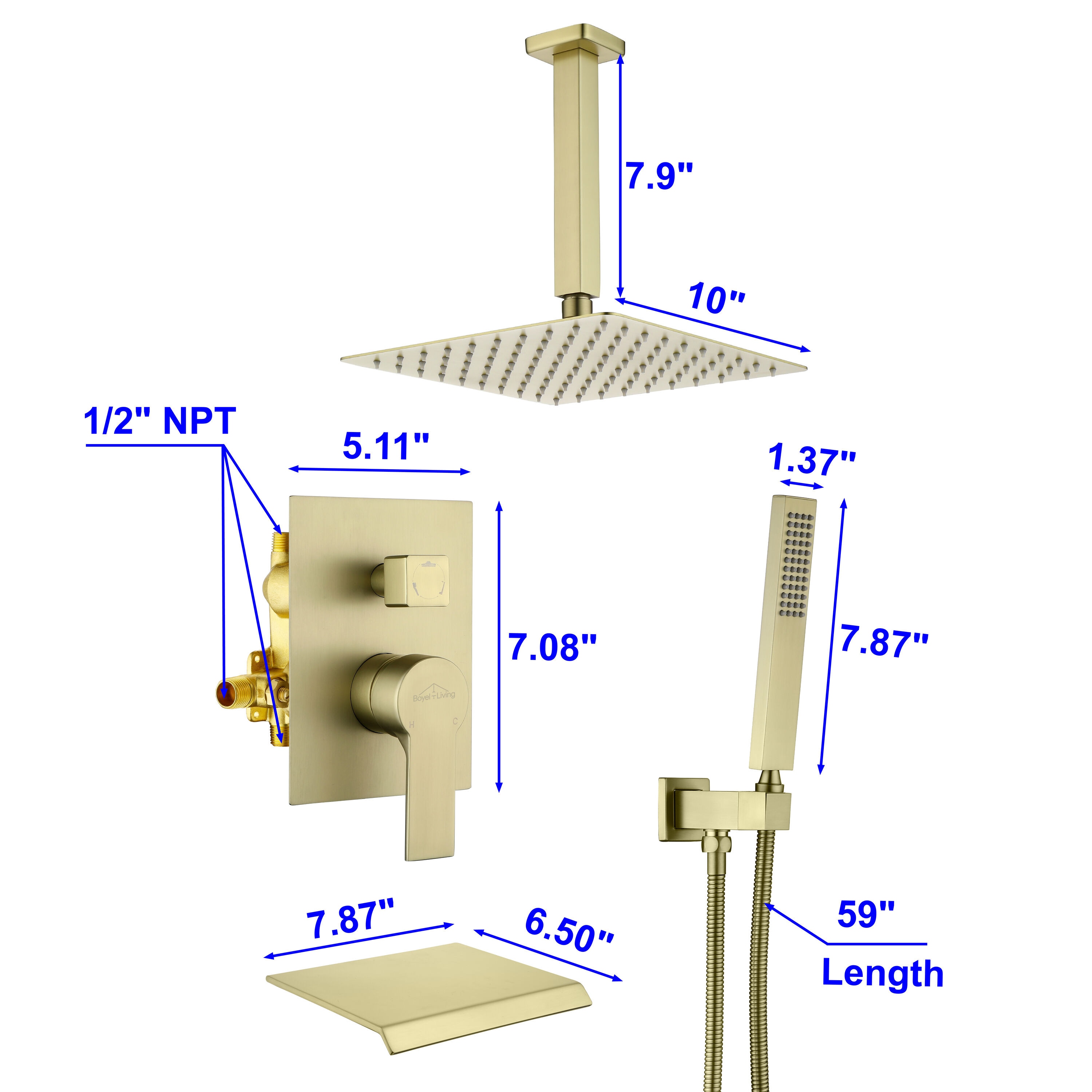 CASAINC CS3523-10BG Showerhead-Bar-Panels - View #8