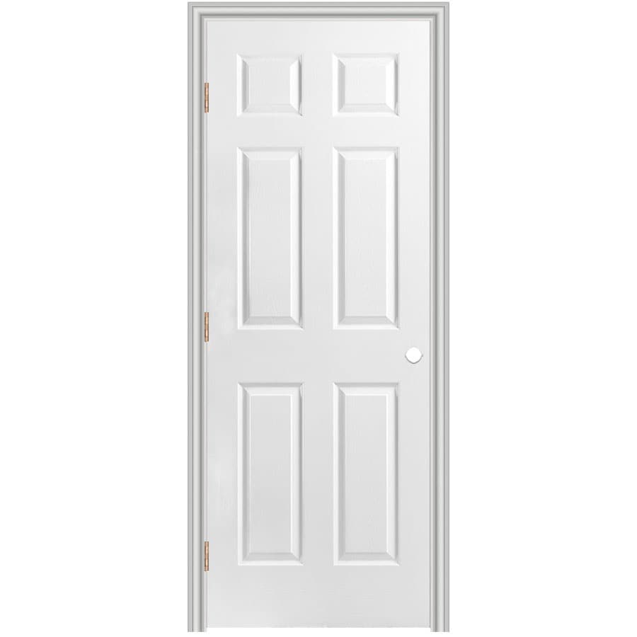 RELIABILT 9166 28-in x 80-in Hollow Core 6-panel Right Hand Textured Molded Composite Split Jamb Single Prehung Interior Door (376 Casing)