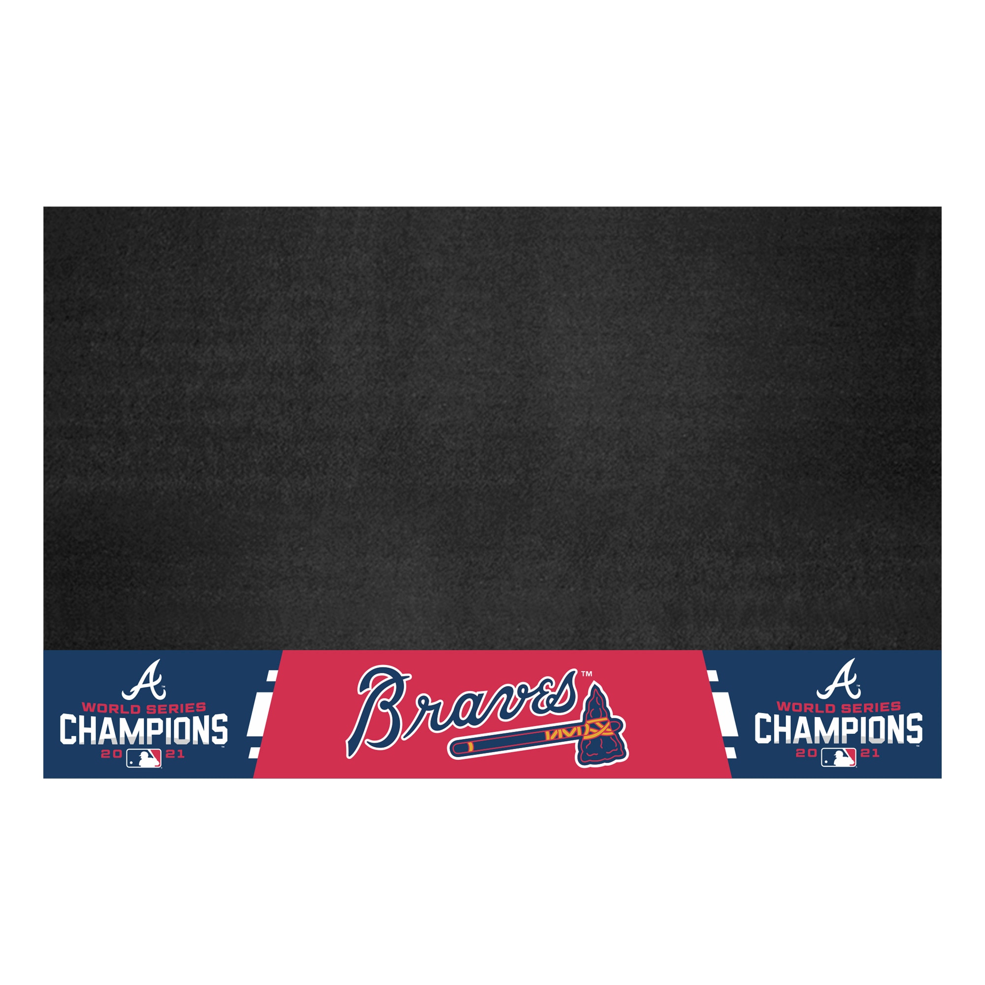 FANMATS 32024 Atlanta Braves Black Vinyl Rectangular Grill Mat