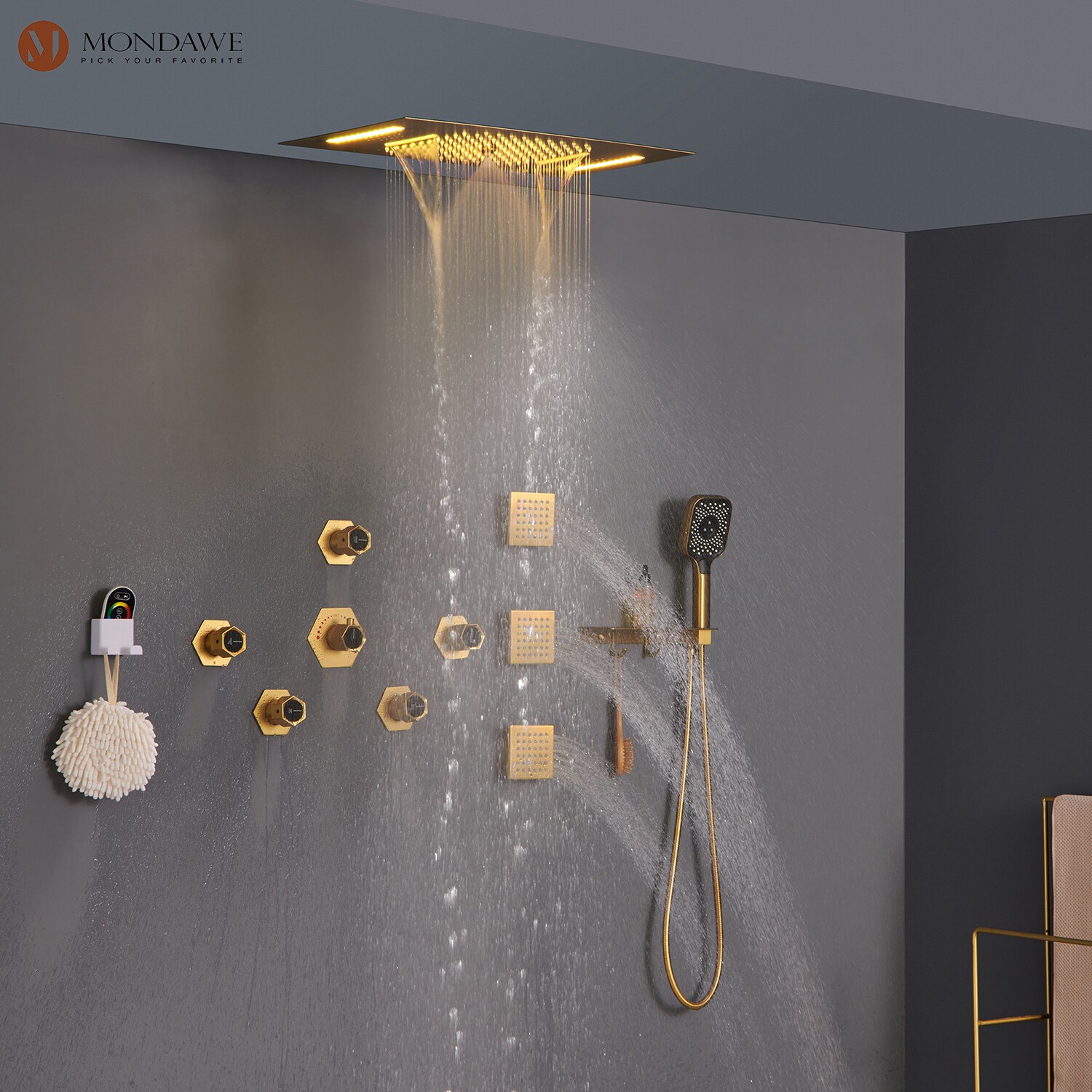 Mondawe MD6104-BG Showerhead-Bar-Panels - View #3