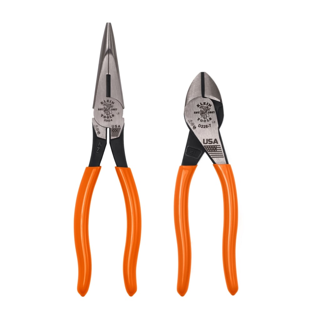 Klein Tools Compact Needle Nose and Diagonal Cutting Pliers Set, 2-Piece