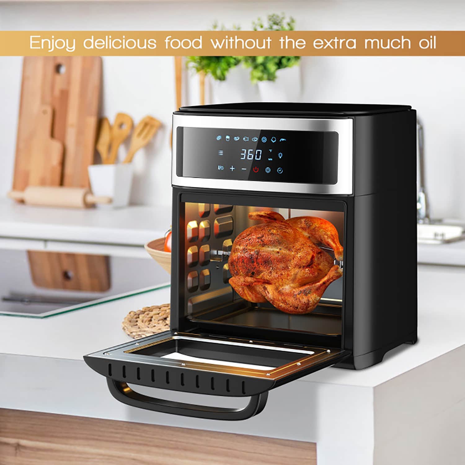 Elite Gourmet X-Large 25L Air Fryer Oven with Interior Light