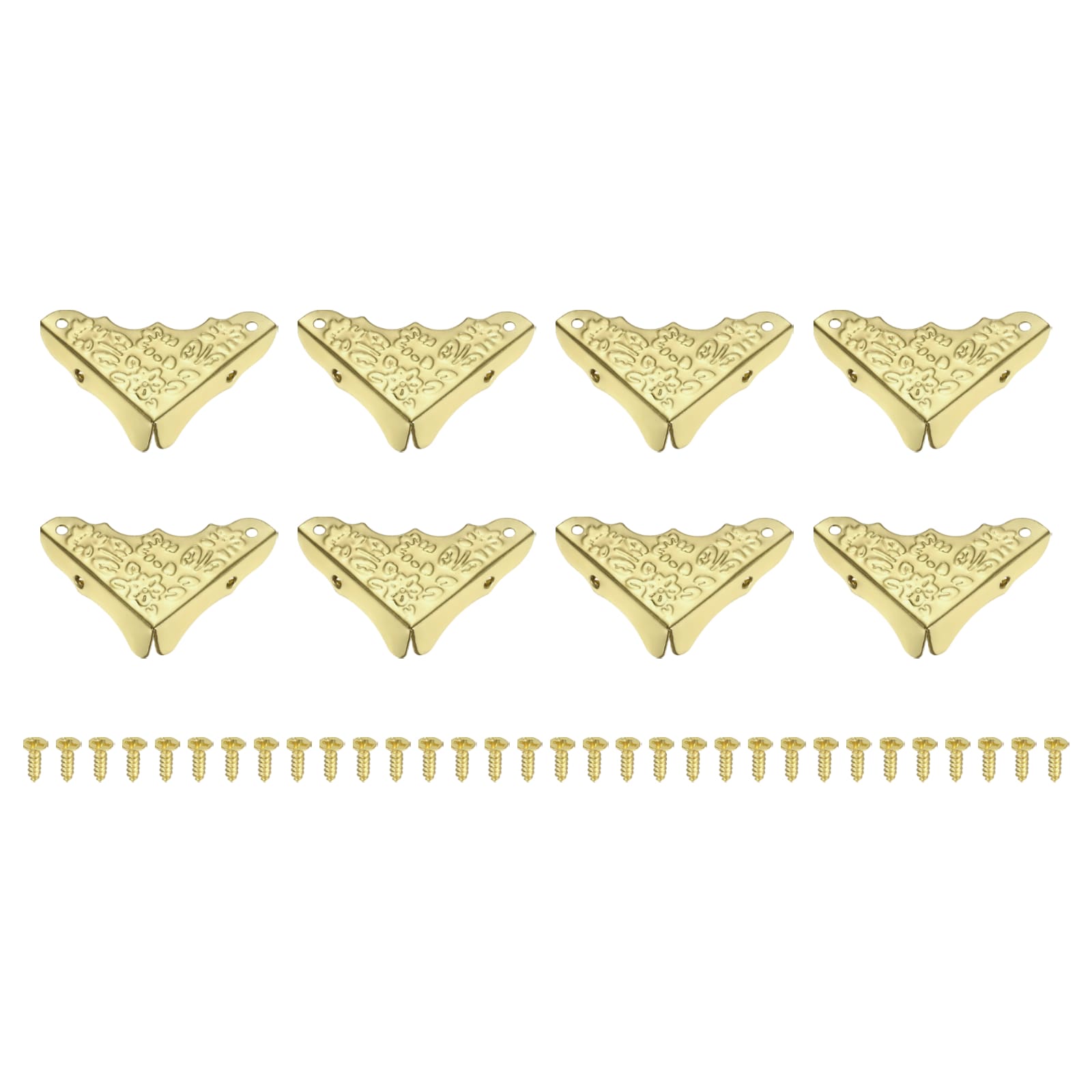 Unique Bargains 8pcs Decorative Corner Protectors Metal Corner Guards Furniture Edge Protector with Screws 1.46in x 1.46in x 2.05in for Wooden Gift Box Cabinet Decorative Yellow #S26041800UX3678