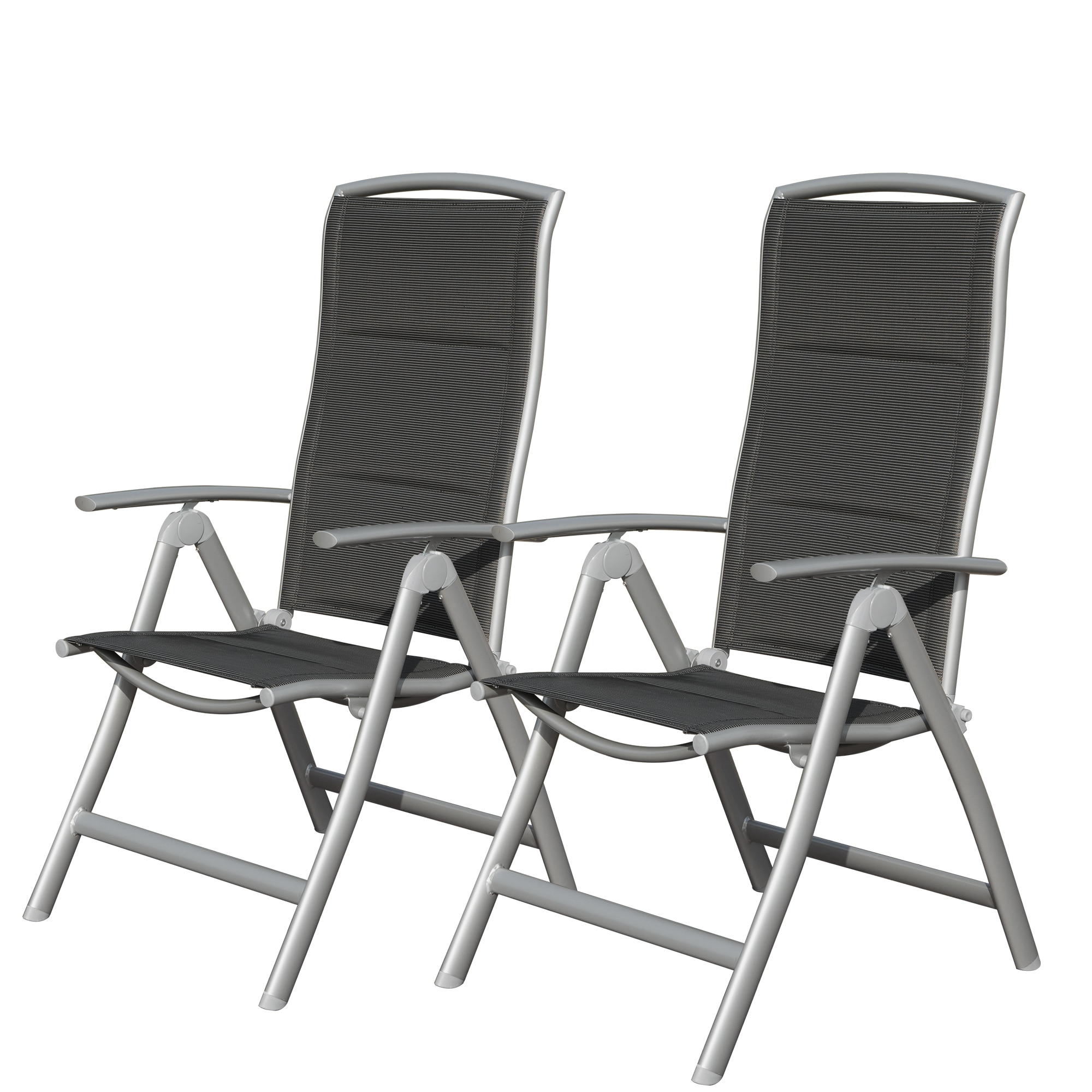 LOVMOR SF-M-W1859P210876 Patio Folding Chairs Set of 2 Aluminium Frame Outdoor Reclining Patio Chairs for Garden Camping Poolside Beach Deck Adjustable High Back Lawn Chairs with Soft CottonPadded Seat Dark Gray