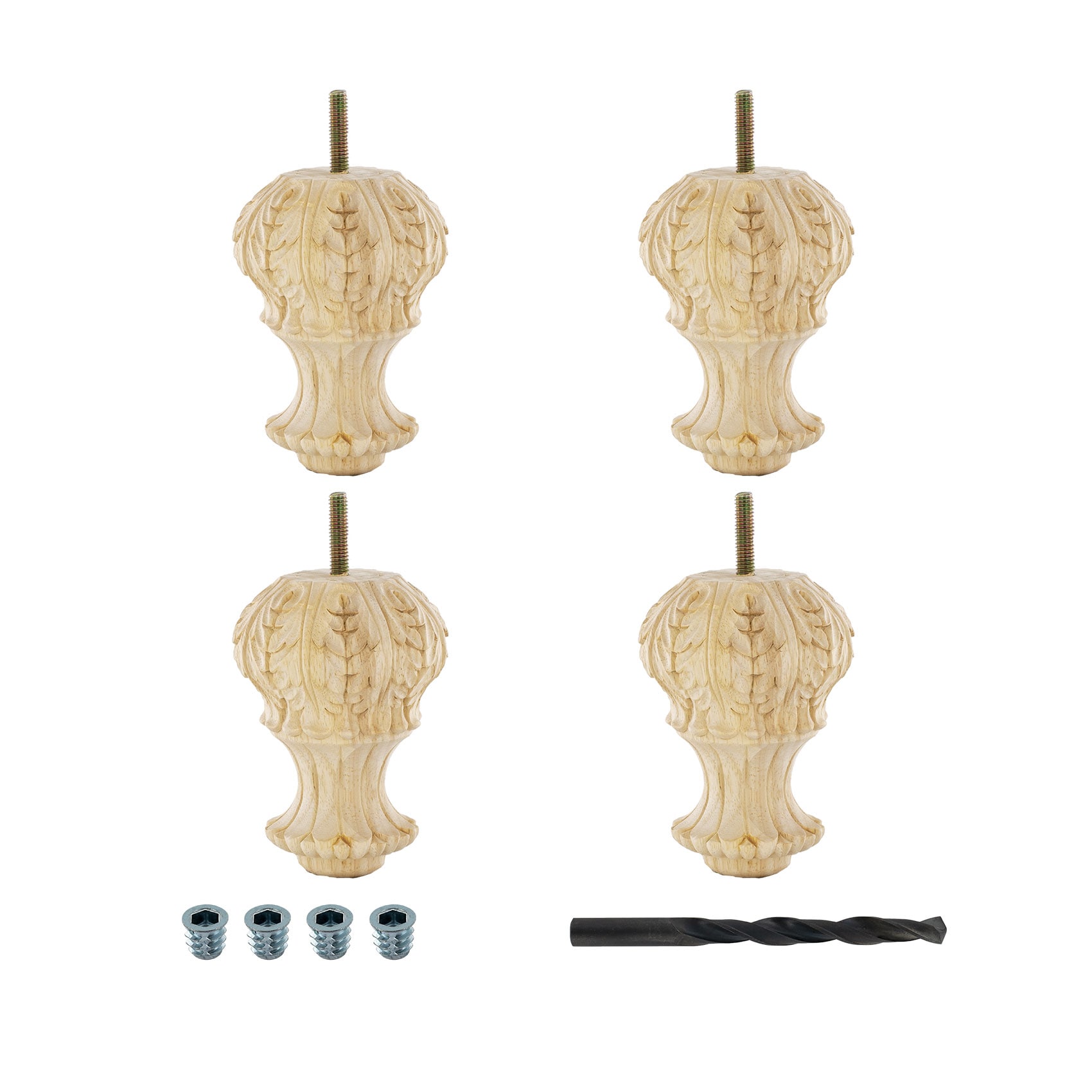 Architectural Products by Outwater BUN121-UN-4PK 3.5-in x 4.75-in Bun feet Rubberwood Sofa leg 4 Pack