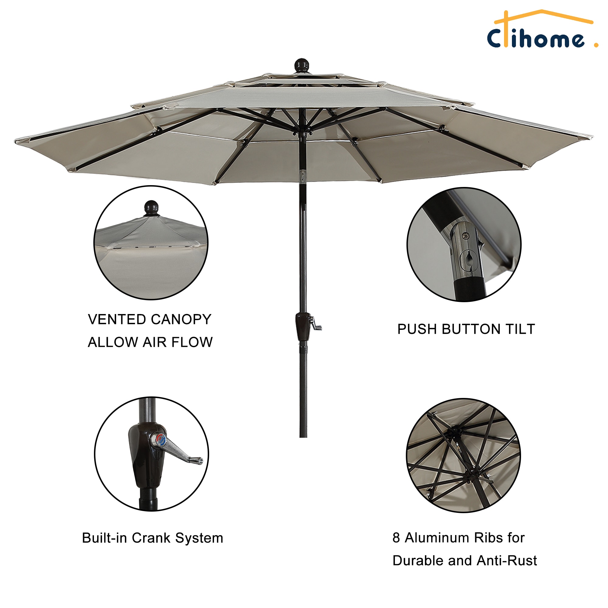 Clihome CLI-21ED37-4-BE Umbrellas-2 - View #5