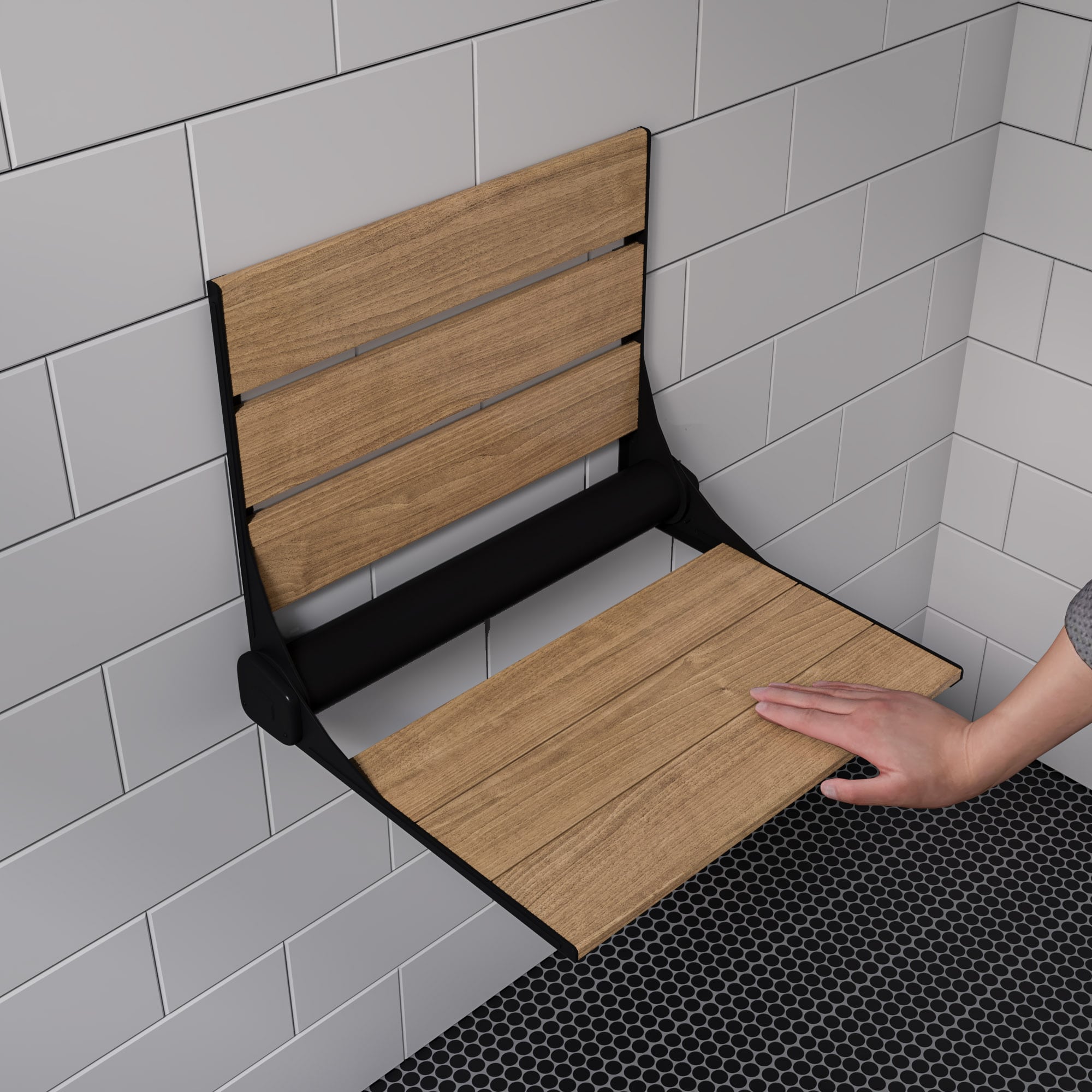 ALFI ABS17-BM Teak Teak Wall mount Shower seat ADA Compliant