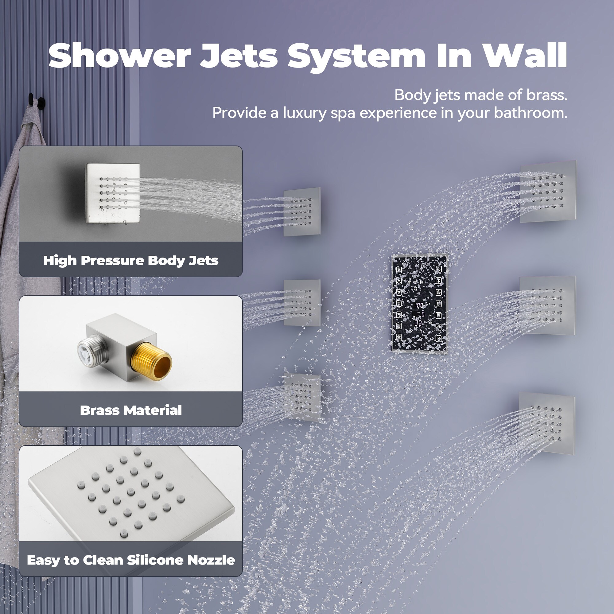 CASAINC BR01011HHCKBN Showerhead-Bar-Panels - View #11