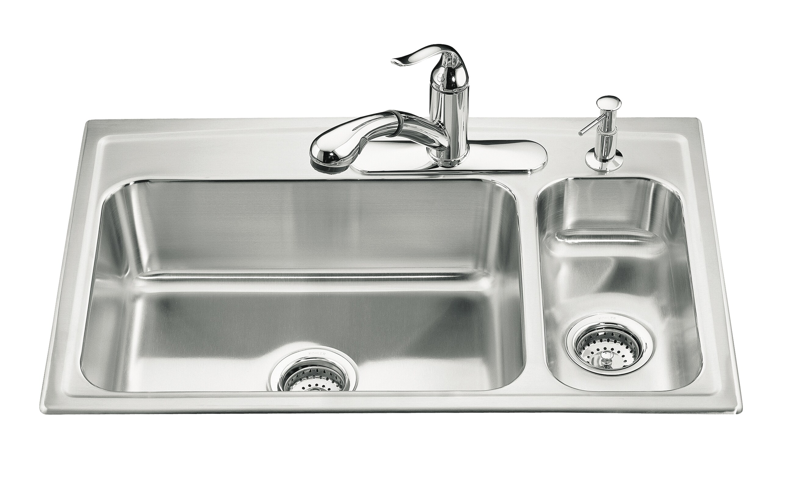 Kohler Toccata Drop In 33 In X 22 In Stainless Steel Double Offset Bowl