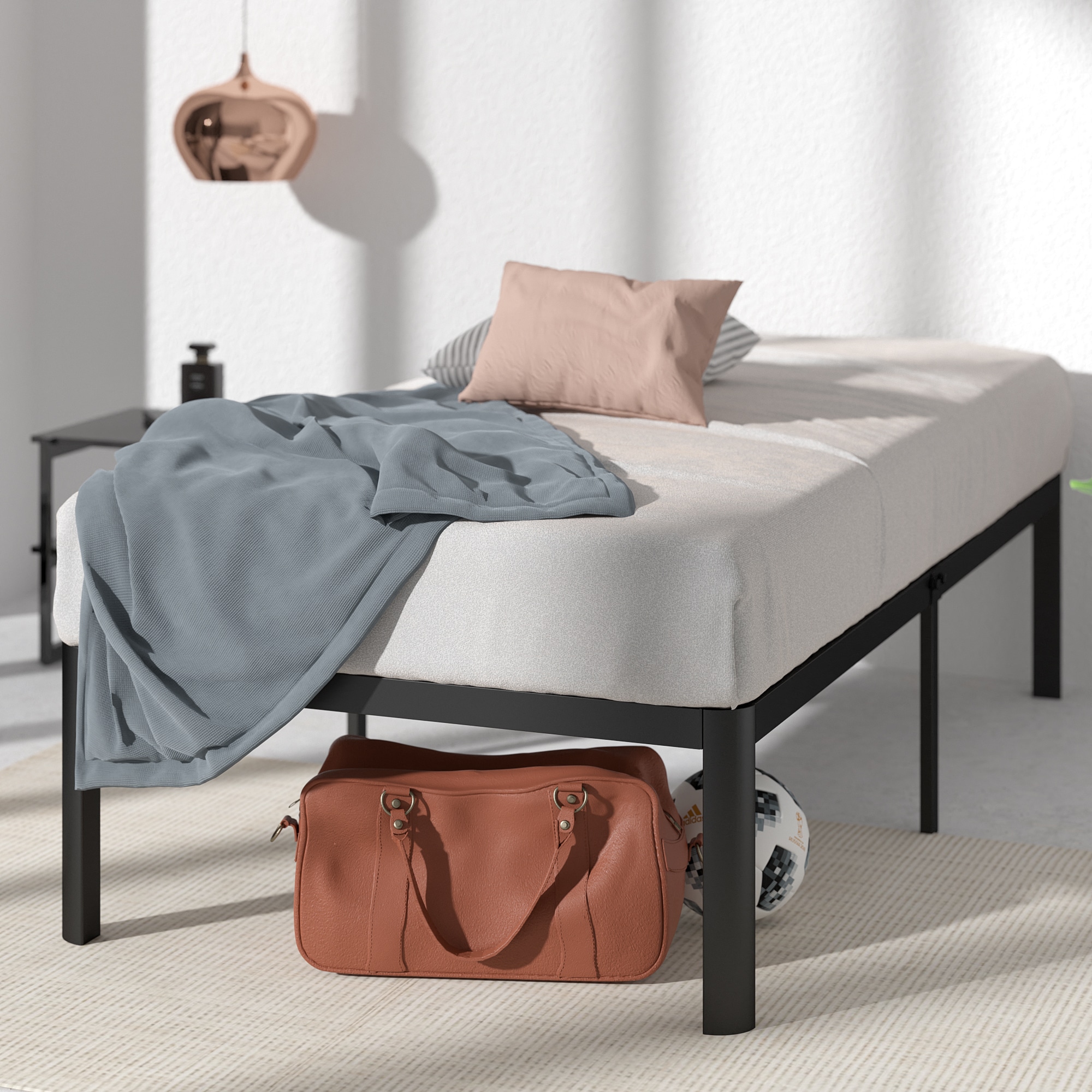 Zinus GOB-MZXQ-16T Black Twin Metal Bed frame Bed