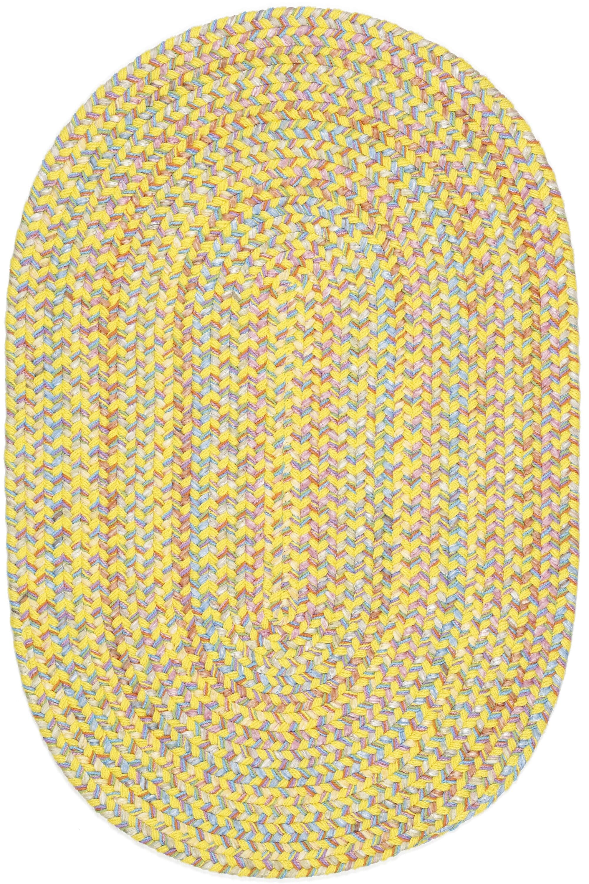 Rhody Rug PT14R036X060 3 x 5 (ft) Braided Polypropylene Yellow Oval Indoor/Outdoor Geometric Area rug