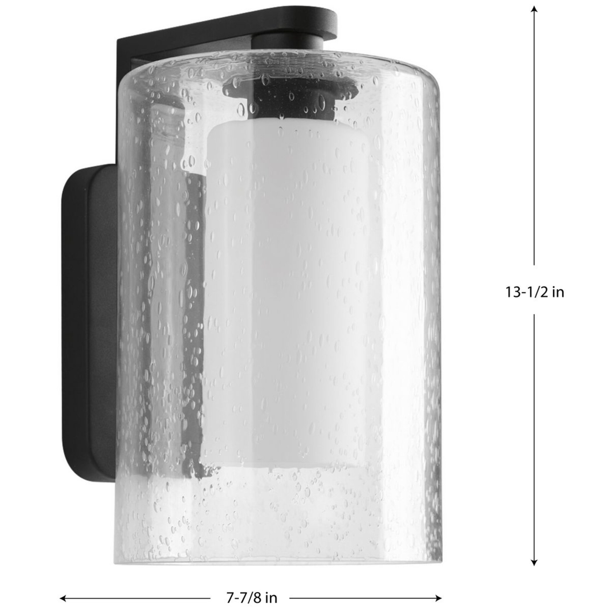 Black Aluminum Outdoor Wall Lantern with Seeded Glass Shade