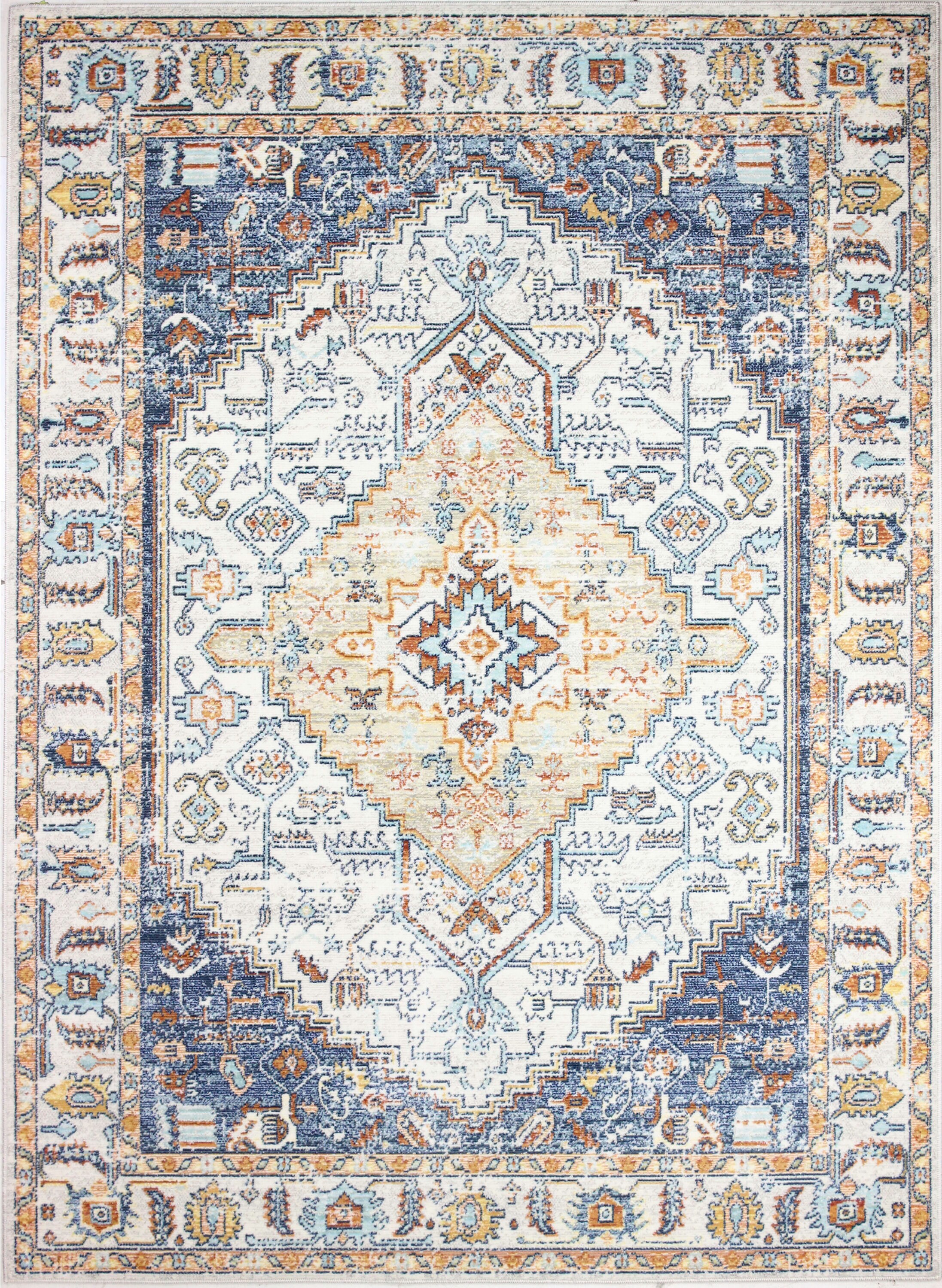 Bashian 649652293912 9 X 12 (ft) Ivory/Navy Indoor Geometric Oriental Area Rug