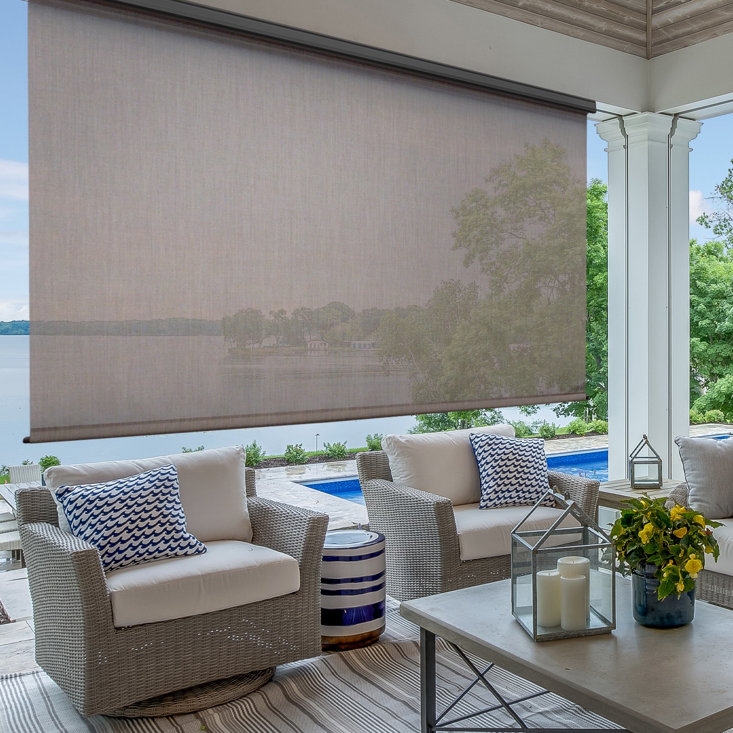 Kloster Det er billigt abstrakt Armor Ray 84-in x 96-in Sarasota Light Filtering Cordless Outdoor Roller  Shade in the Window Shades department at Lowes.com