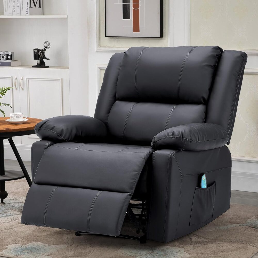 AECOJOY 13051BK-LS01 65.7-in Modern Black 1 -seater Reclining Sofa
