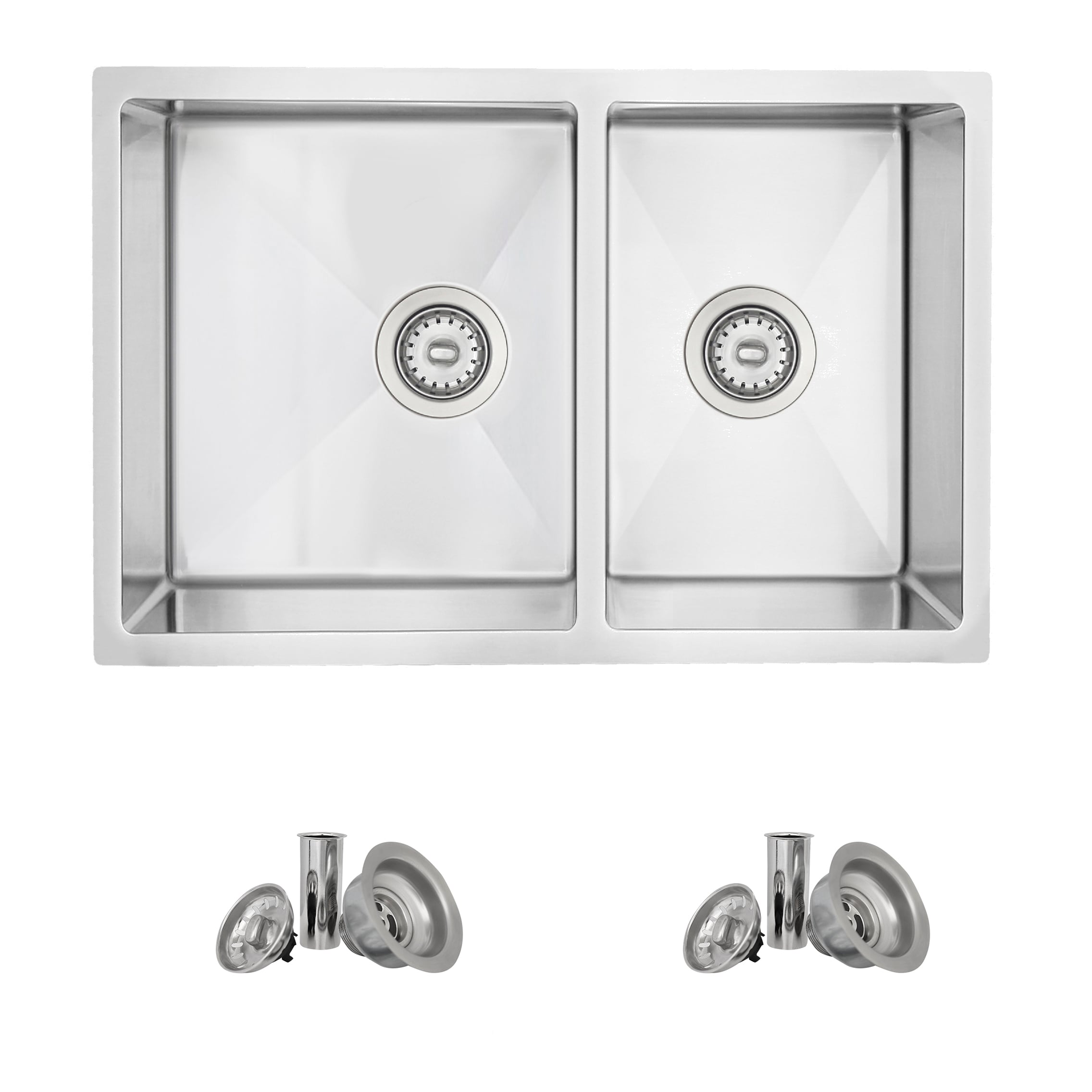Stylish S-4031 Undermount 28-in x 18-in Stainless steel Double offset bowl 18 -Gauge Kitchen Sink