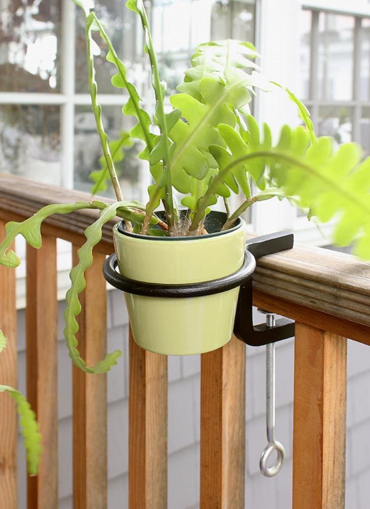 Black Iron Wall Mounted Flower Pot Holder Brackets, Set of 2