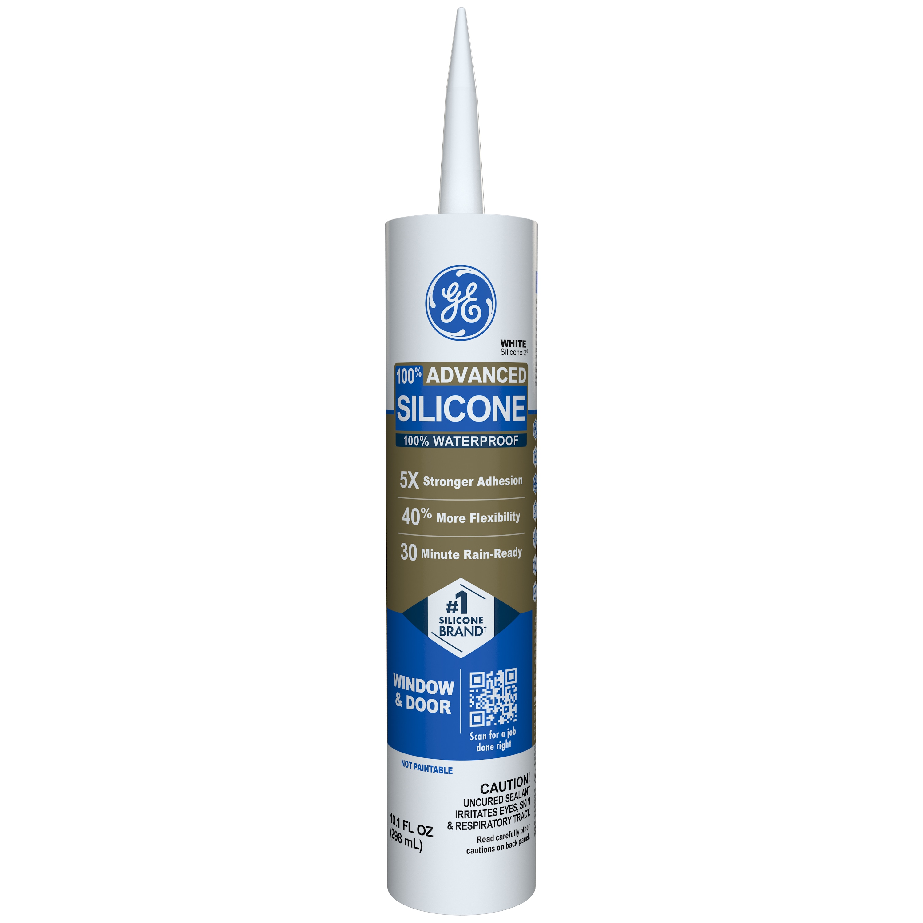 GE Advanced Silicone 2 Windows, Doors, Exteriors 10.1-oz Window door White Silicone Caulk