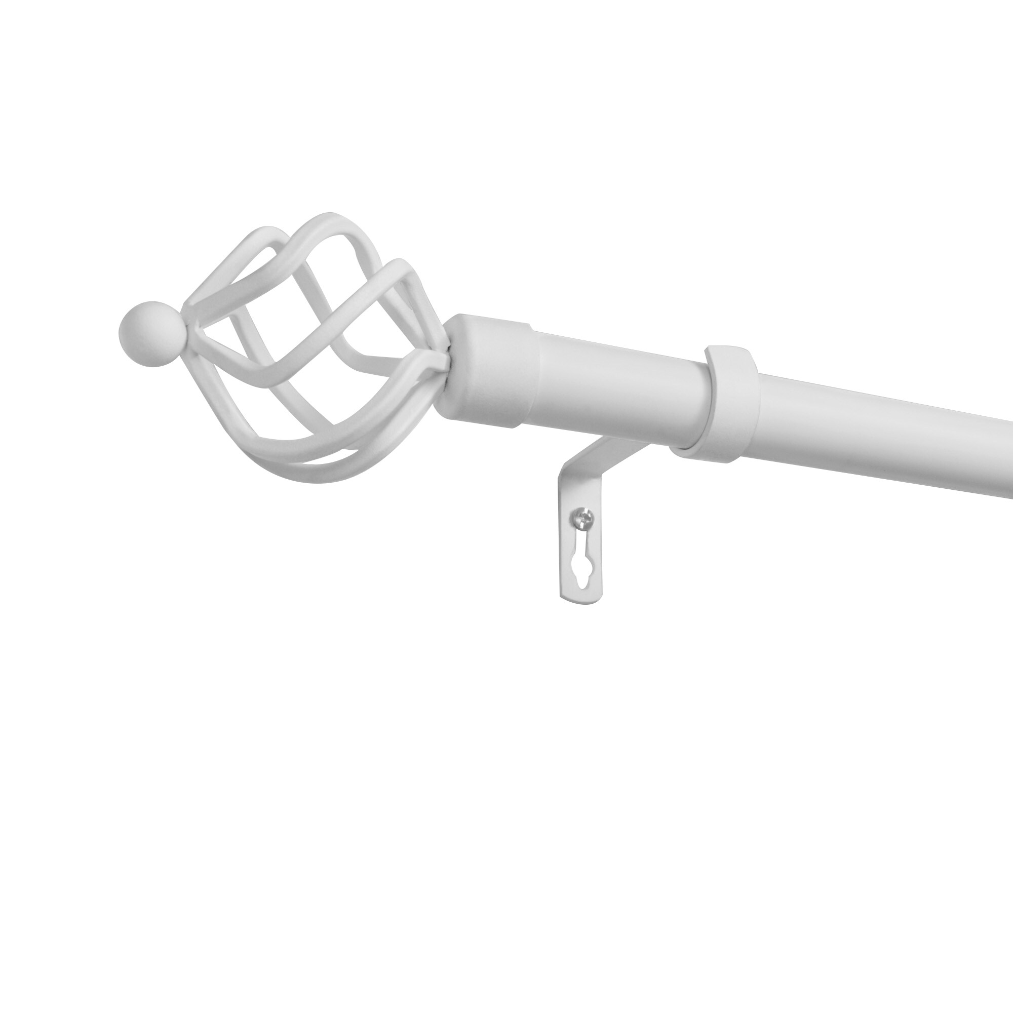 Exclusive Home ER1032-02 84160 Torch Outdoor 84-in to 160-in Matte white Iron Single curtain rod with Finials
