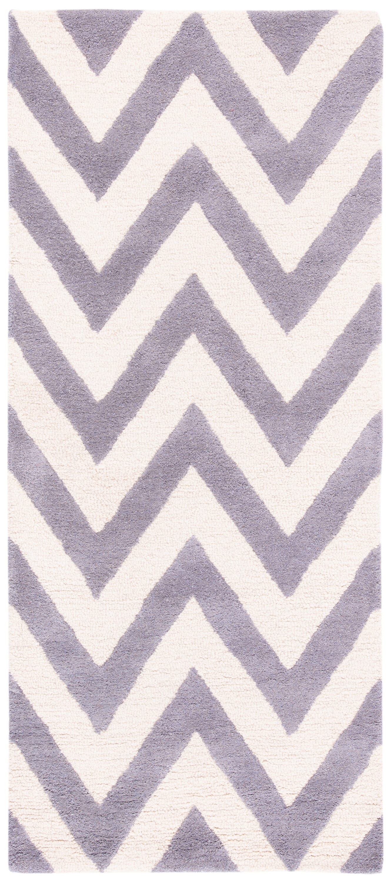 Handmade Silver and Ivory Tufted Wool Area Rug