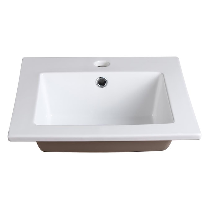 Fresca Allier White Ceramic Drop In, Small Rectangular Drop In Bathroom Sink