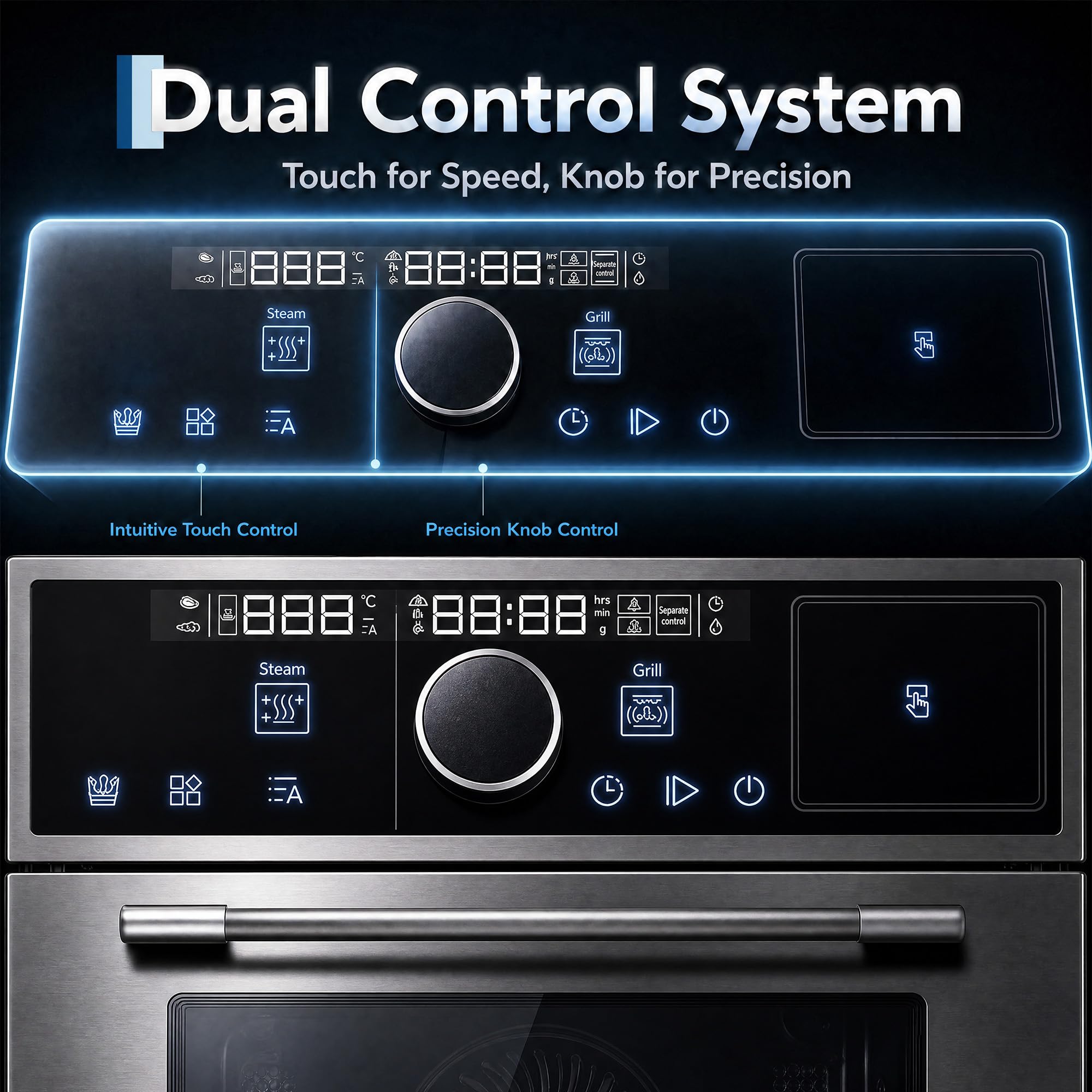 Assile 24 Inch Built-in Steam Oven 70L Smart Wall Oven with LED Display ...