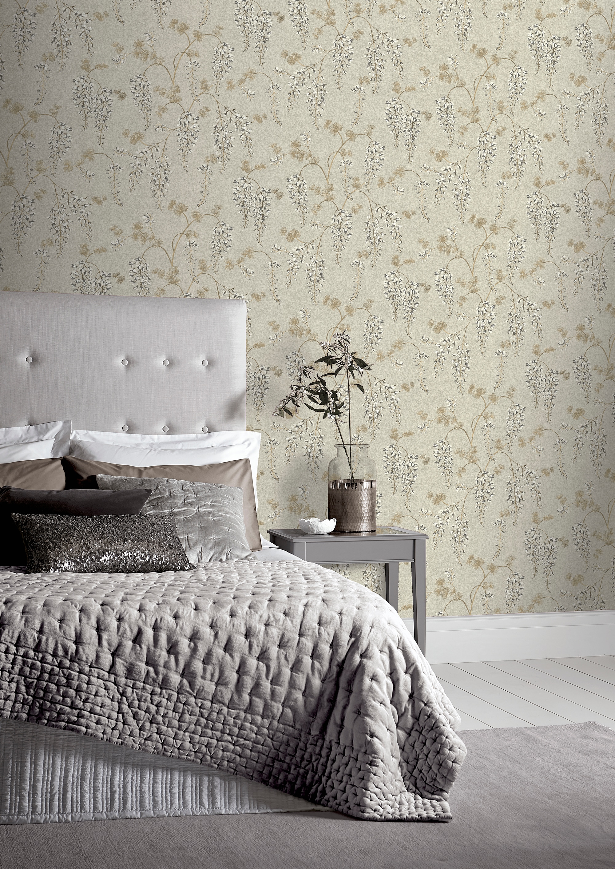 Arthouse 56-sq ft Neutral Non-woven Textured Floral Unpasted Wallpaper ...