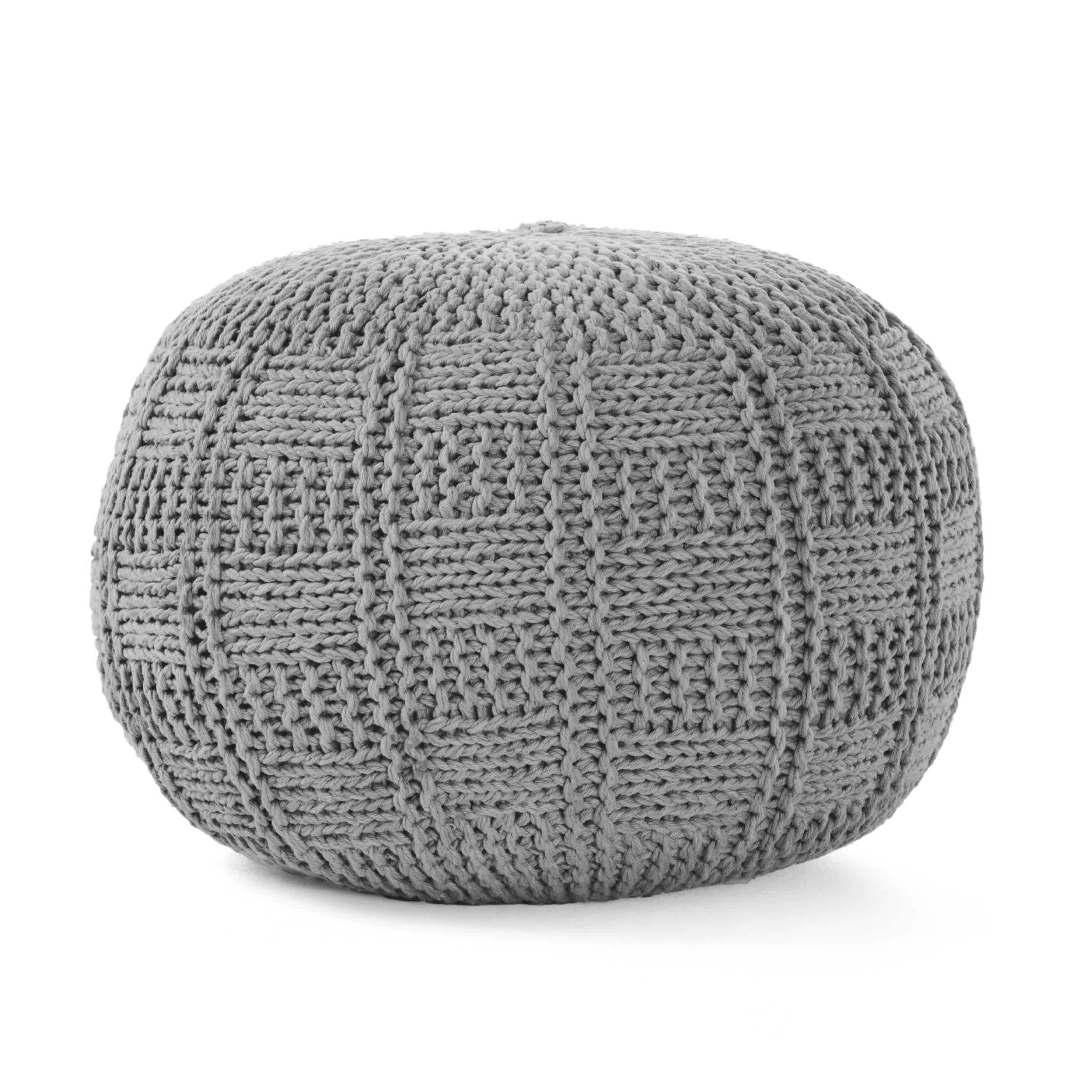 Vynxaria LEXY0644-DJBF-DDY061 Bean Bag Chairs Cotton Knit Weave Pouf in Refreshing Color 20x20 Inches