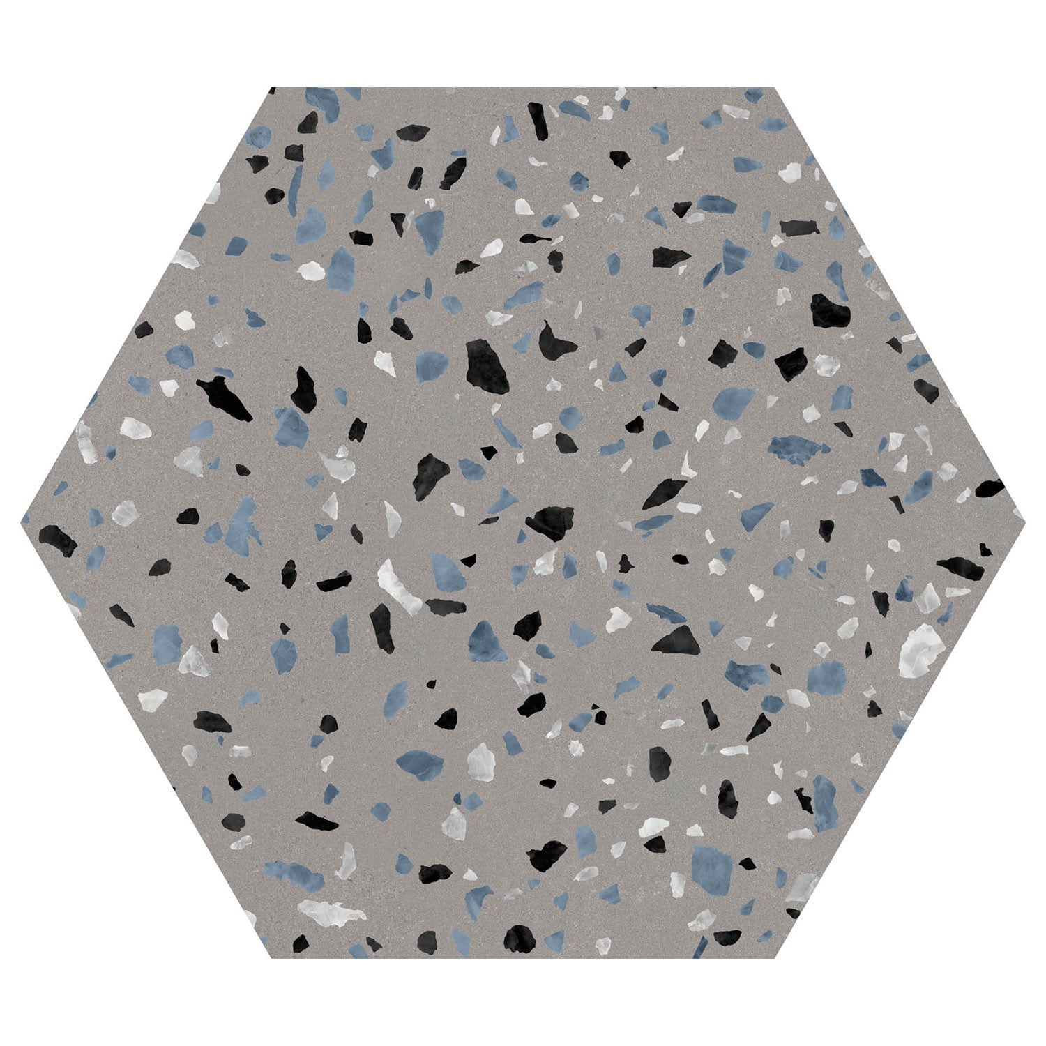 Andova Tiles Sample - Kallisto Carbas Matte 8-in x 9-in Matte Porcelain Terrazzo Hexagon Floor and Wall Tile