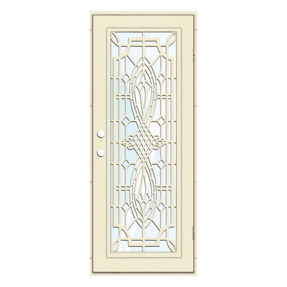 TITAN Premium Aluminum Security Door 32-in x 80-in Beige Aluminum Surface Mount Left-Hand Outswing Security Door Tempered Glass in White -  3S3028DL1BGGLA