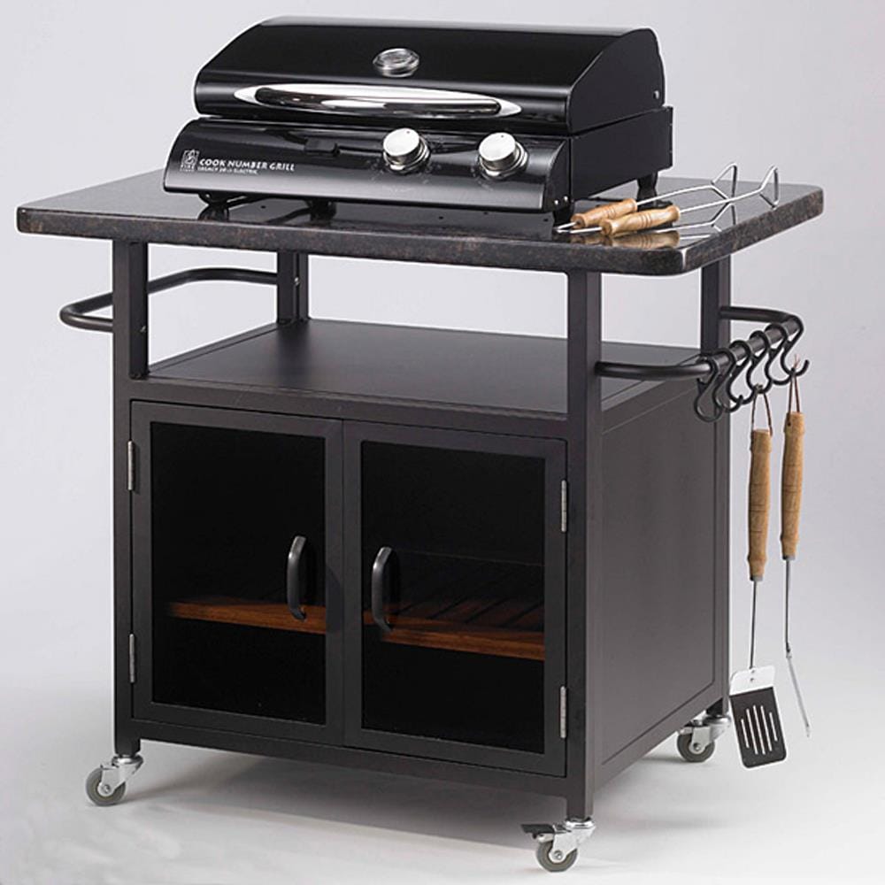 Outdoor Greatroom Company Black Aluminum Outdoor Serving Cart in the ...