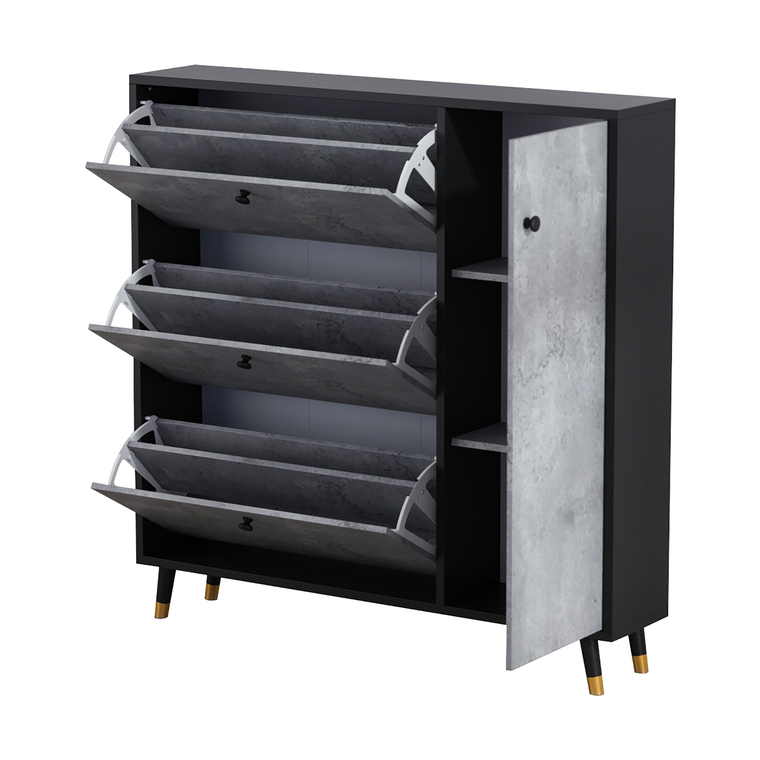 FUFU&GAGA 47.2-in H 6 Tier 24 Pair Gray Composite Shoe Cabinet in the Shoe  Storage department at