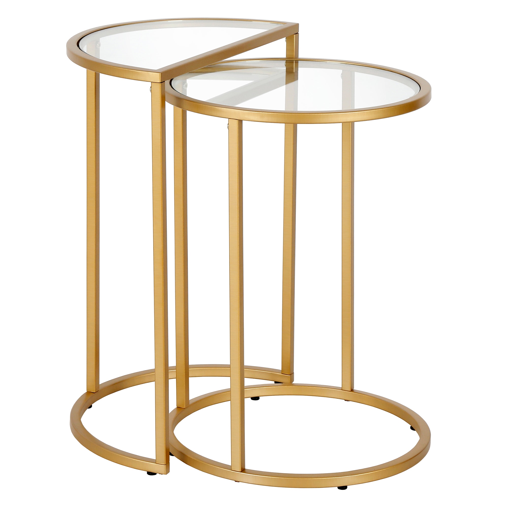 Hailey Home ST0748 Luna 18-Inches W x 24-Inches H Brass Glass Round Midcentury End Table Assembly Required