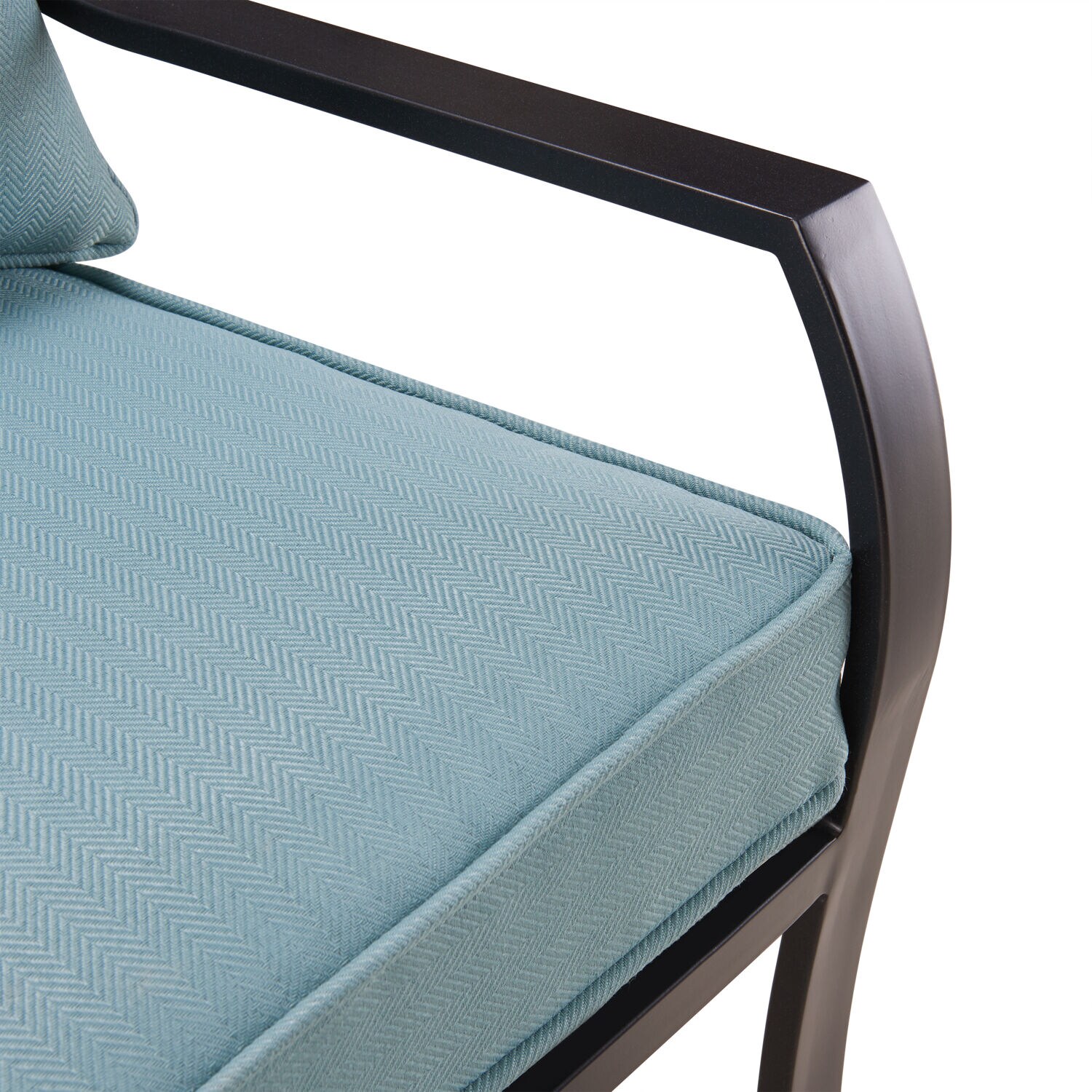 Lavallette 7-Piece Black Steel Outdoor Dining Set with Blue Cushions