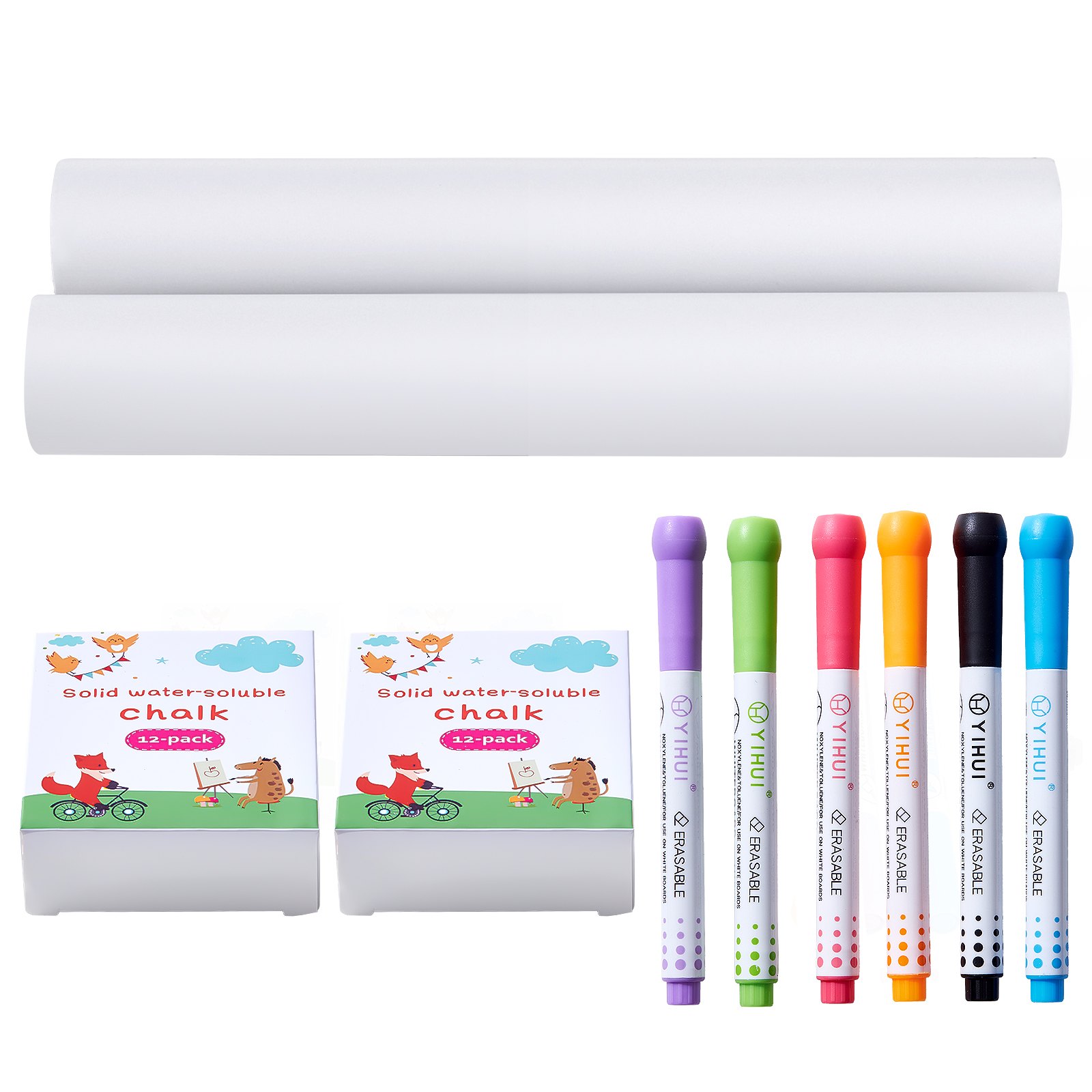 SUGIFT - 787-in Paper Roll Kids Art Set with 7-Color Dust-Free Chalk and Low-Odor Markers for Dra...