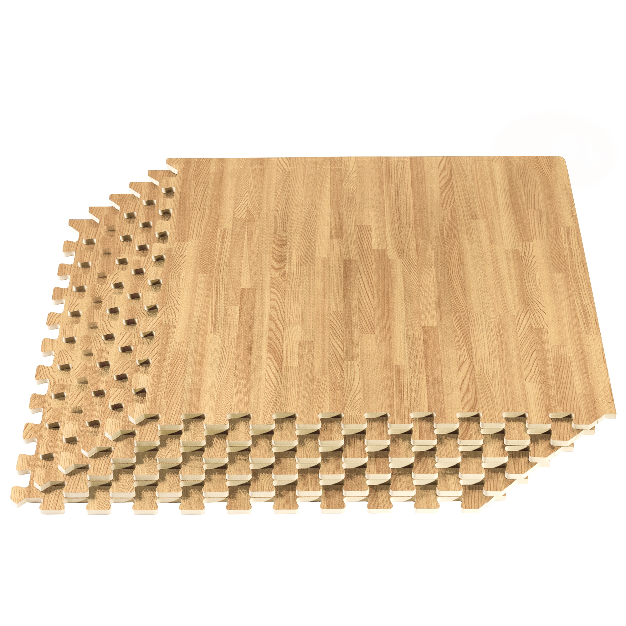 We Sell Mats FF24WOWOOD1-10M Interlocking White Oak Foam Square Indoor Anti-fatigue mat