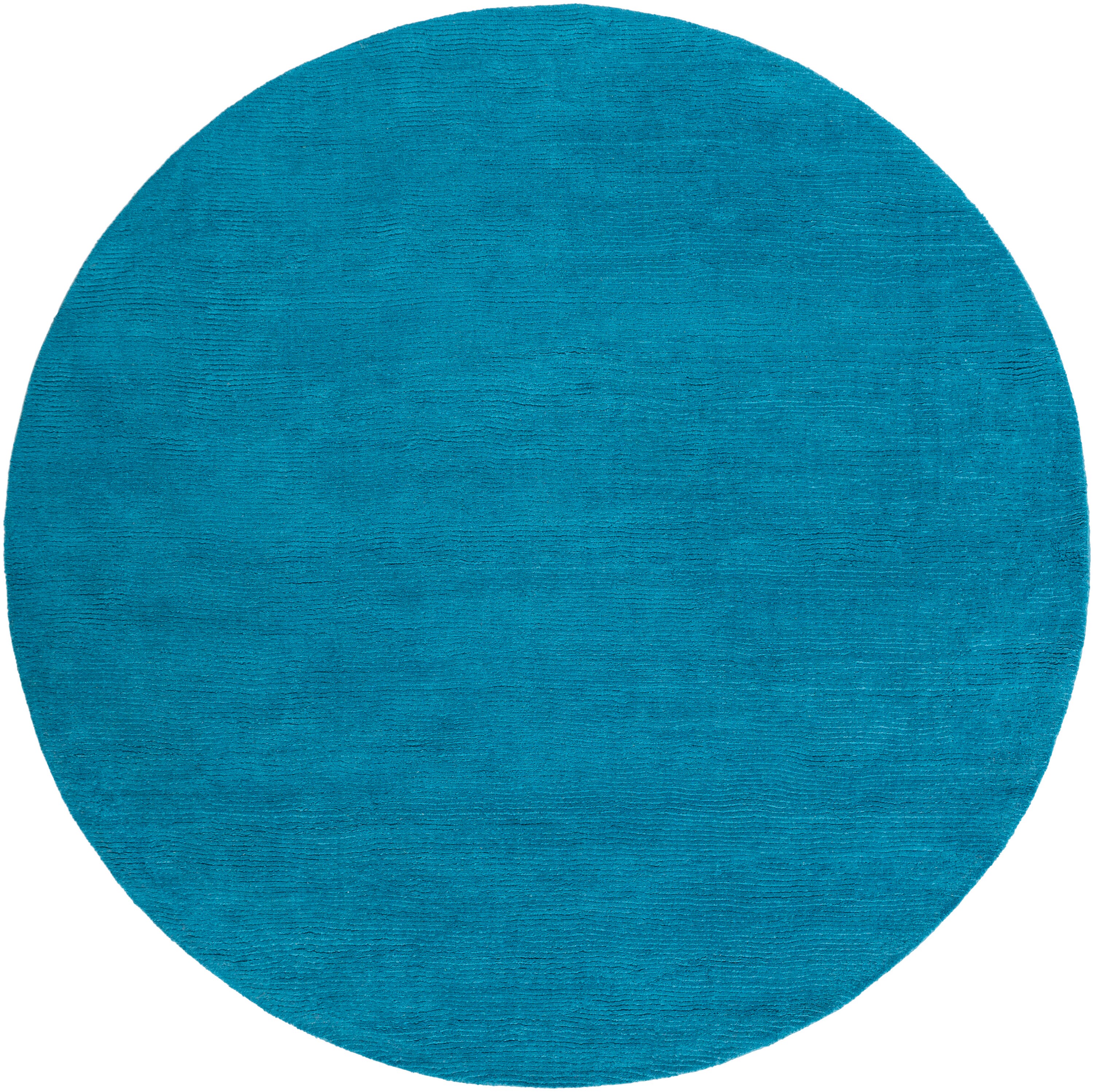 Surya Mystique 6 X 6 (ft) Wool Bright Blue Round Indoor Solid Area Rug ...