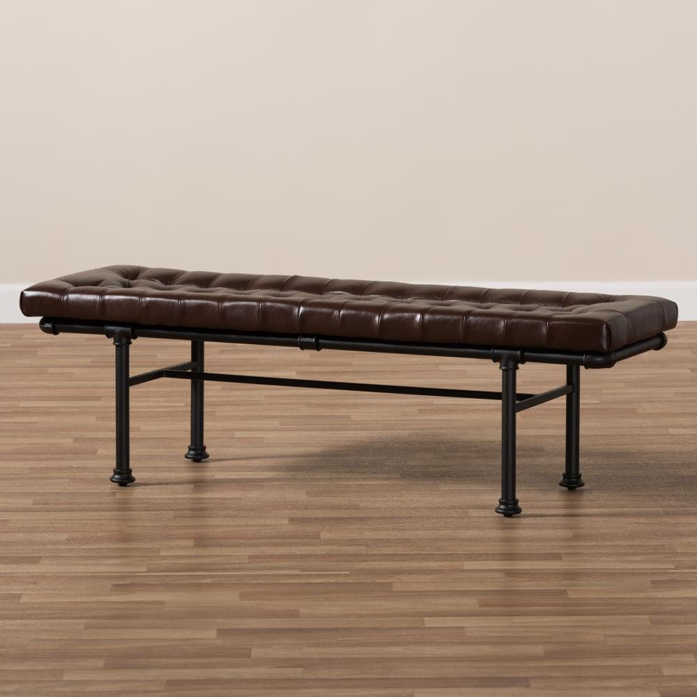 Baxton Studio Zelie Industrial Brown Accent Bench 52 56 In X 15 75 In X   10718534 