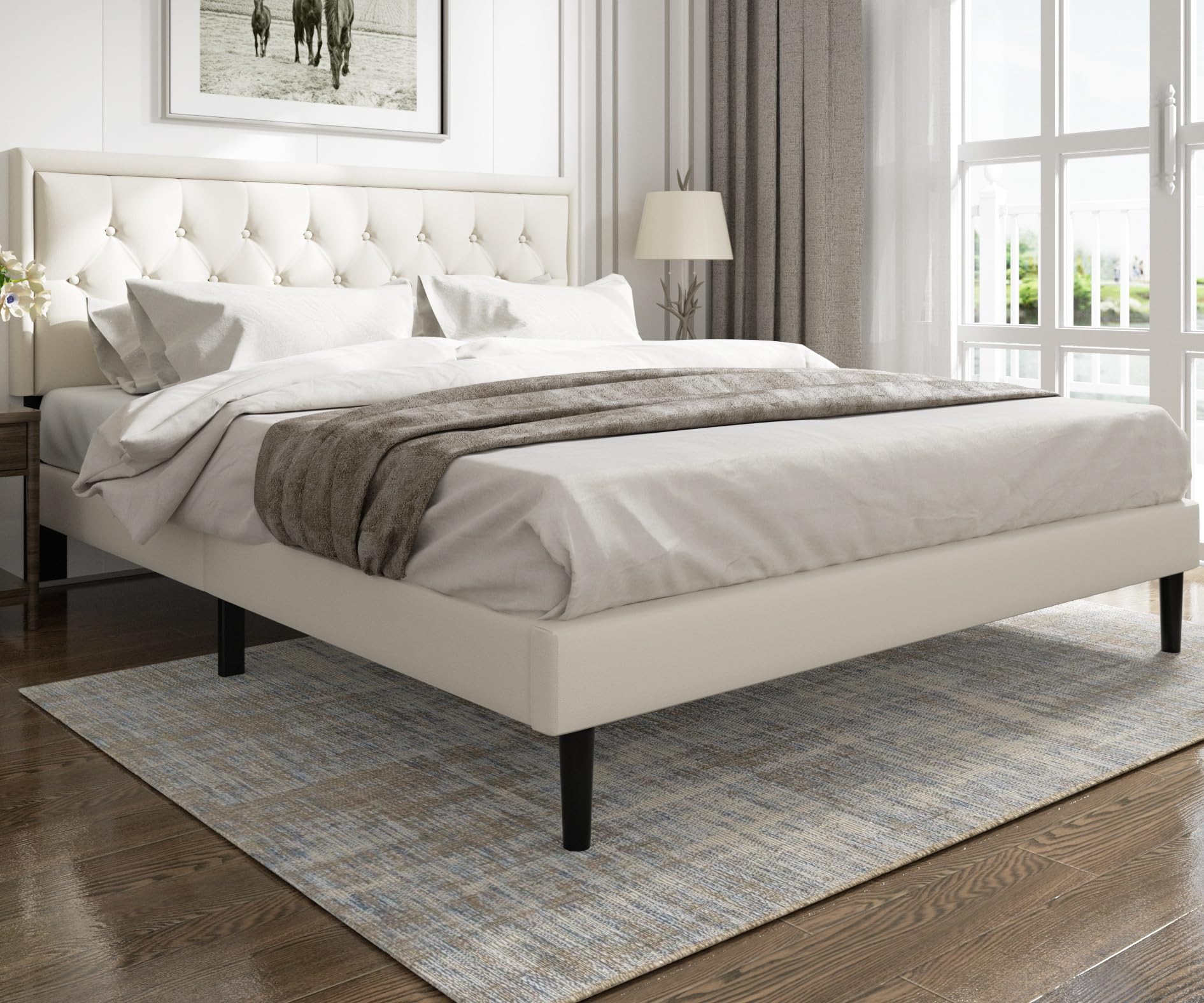 insta-bed 2903-BG03 beige King Metal Bed frame Bed