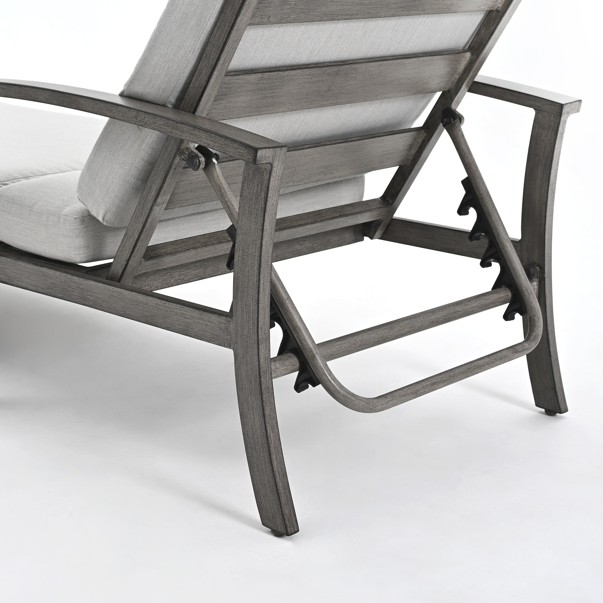 Gray Aluminum Frame Outdoor Chaise Lounge with Cushions, Set of 2