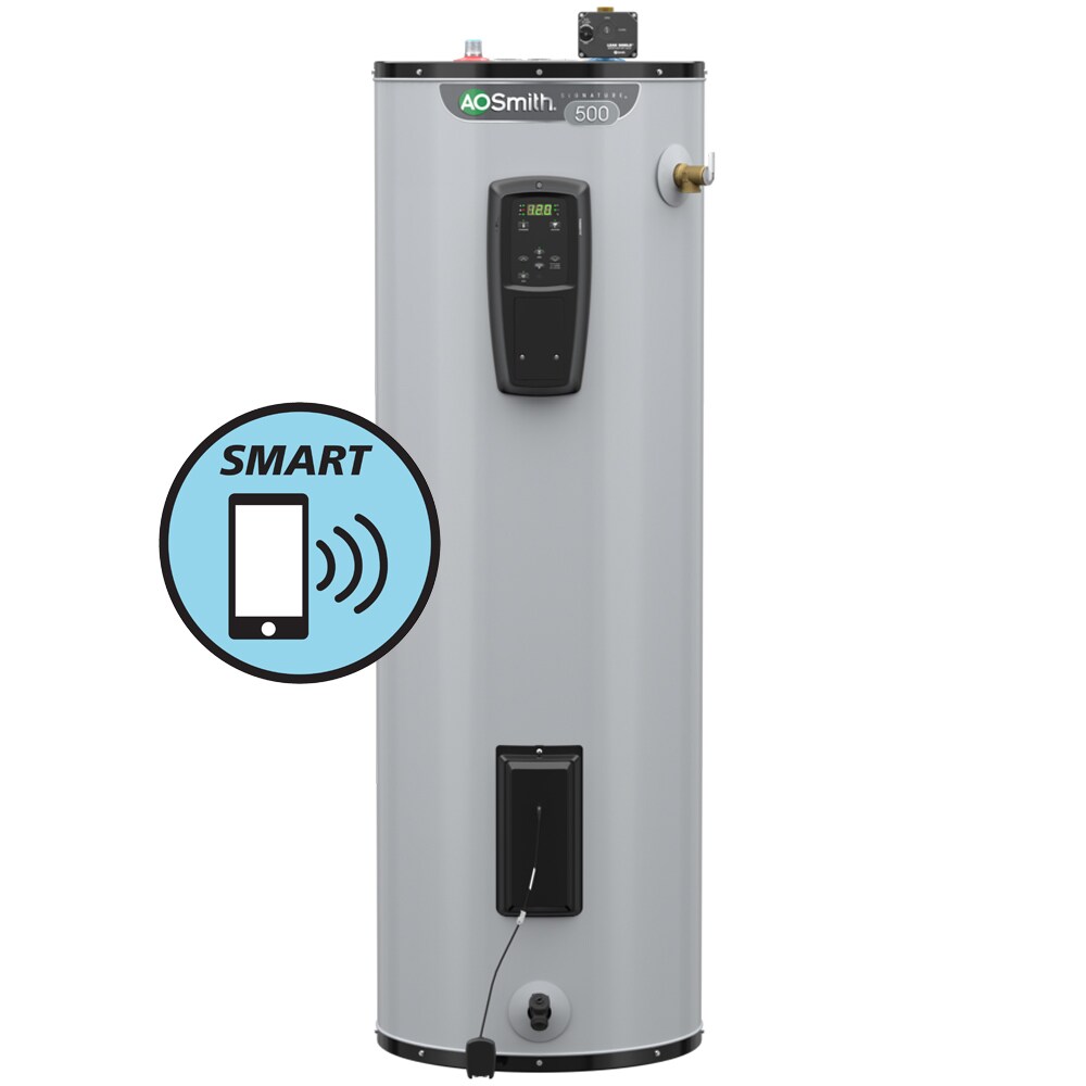 A.O. Smith Signature 500 50-Gallon Tall 12-year Warranty 5500-watt Double Element Grid Capable Smart Electric Water Heater with Leak Detection and Automatic Shut-off