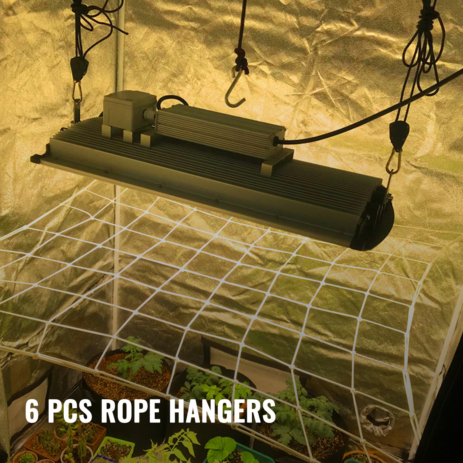 Rope Ratchet Grow Light Hangers by AgroMax - 1/8 x 8' - 75lb Max Each  Ratchet
