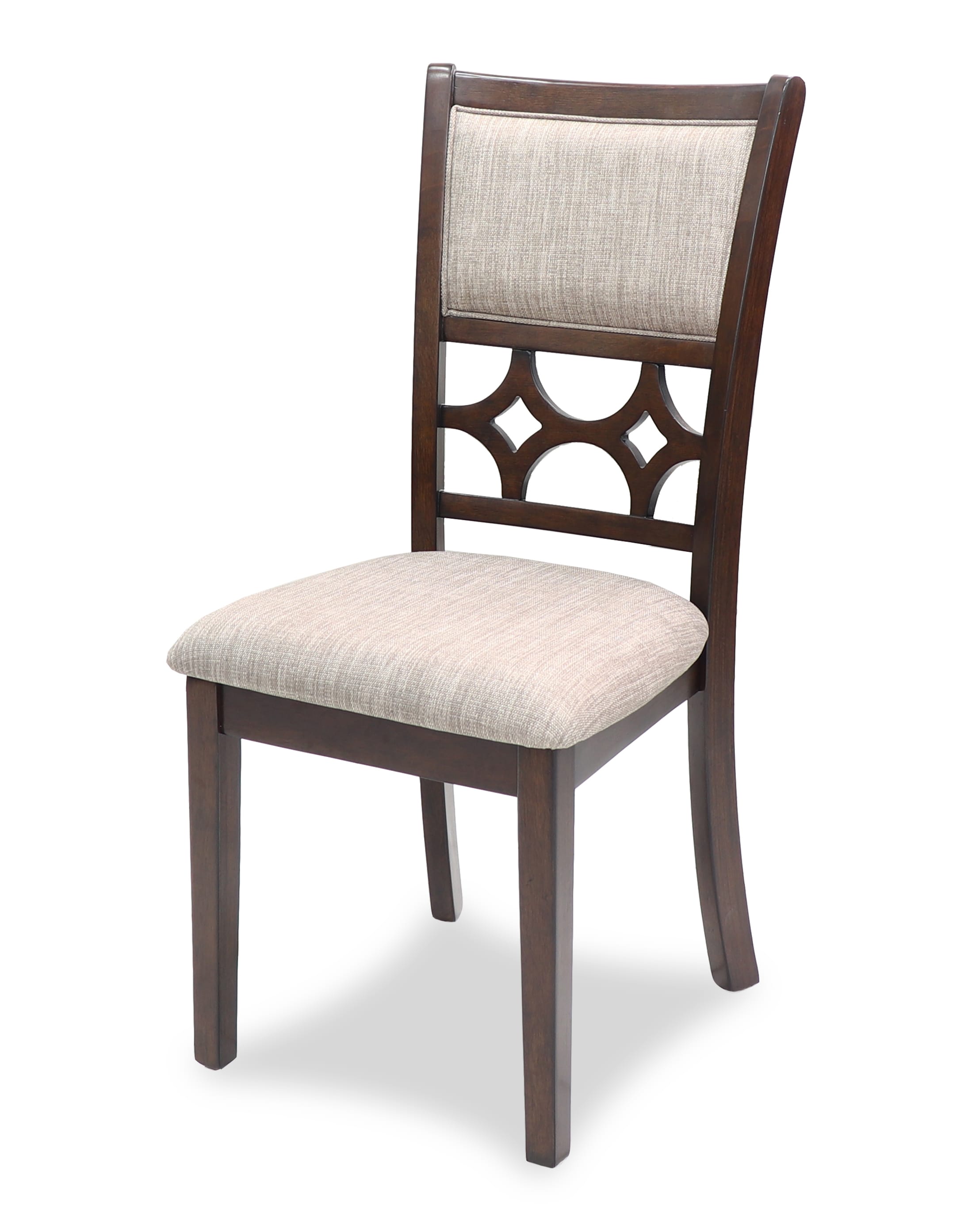 Cherry Brown Round Wood Dining Set with 4 Chairs