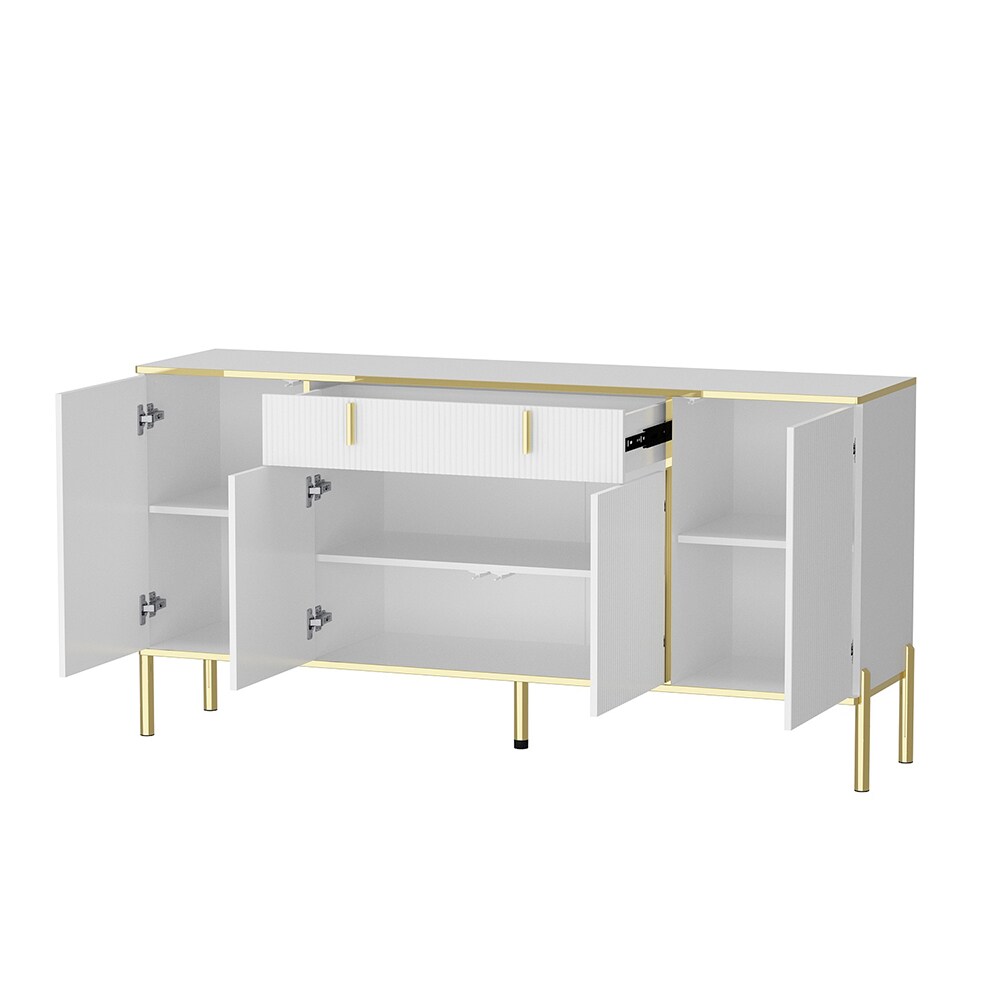 Homsee Modern Kitchen Storage Cabinet Buffet with Drawer and Pop-Up ...