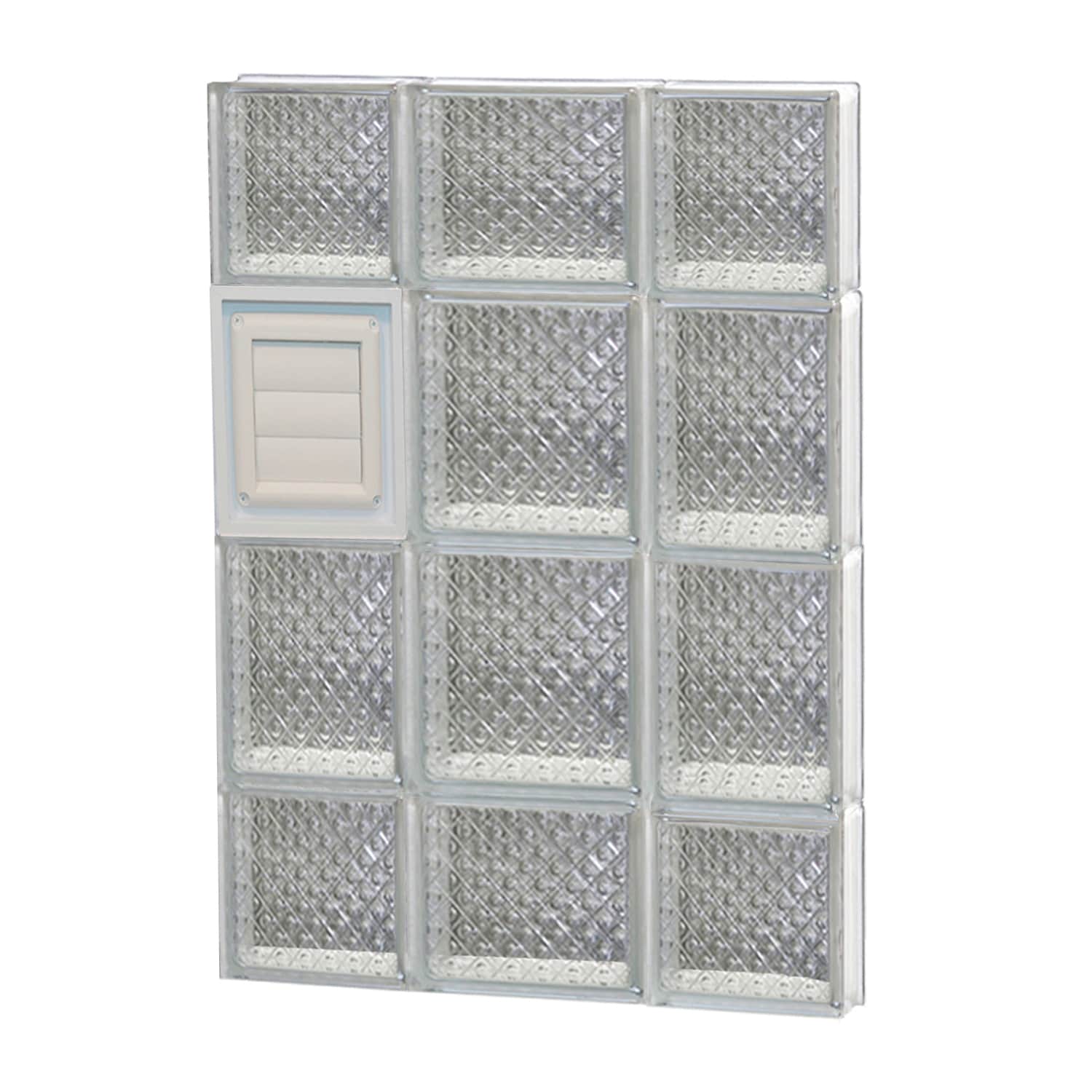 REDI2SET D2028DP Diamond Glass 19-1/4-in x 27-in Frameless Replacement Dryer vent Glass Block Window