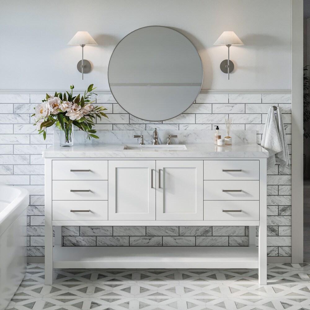 Magnolia 61" White Marble Top Freestanding Bathroom Vanity