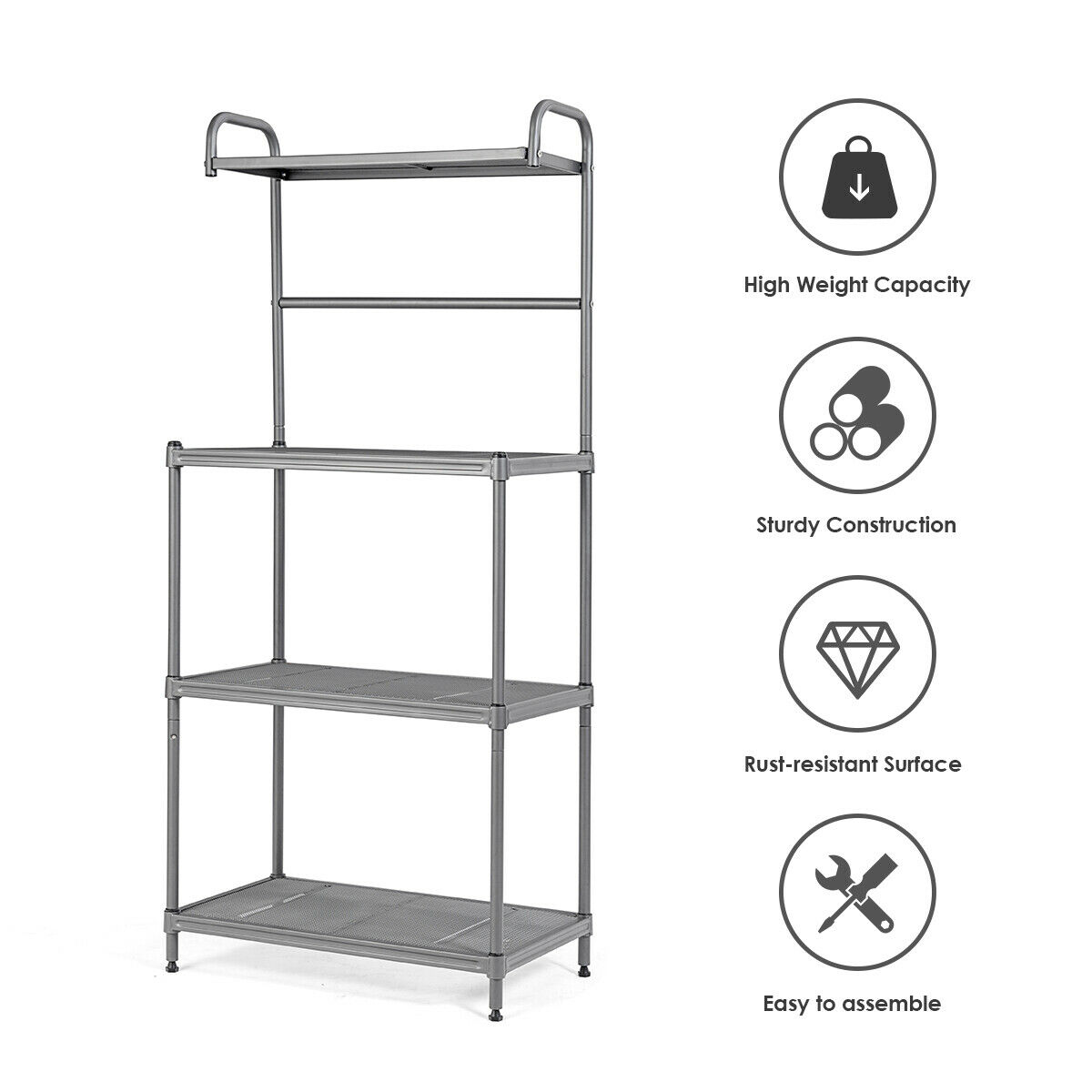 Costway Contemporary/Modern Silver Iron Bakers Rack in the Dining ...