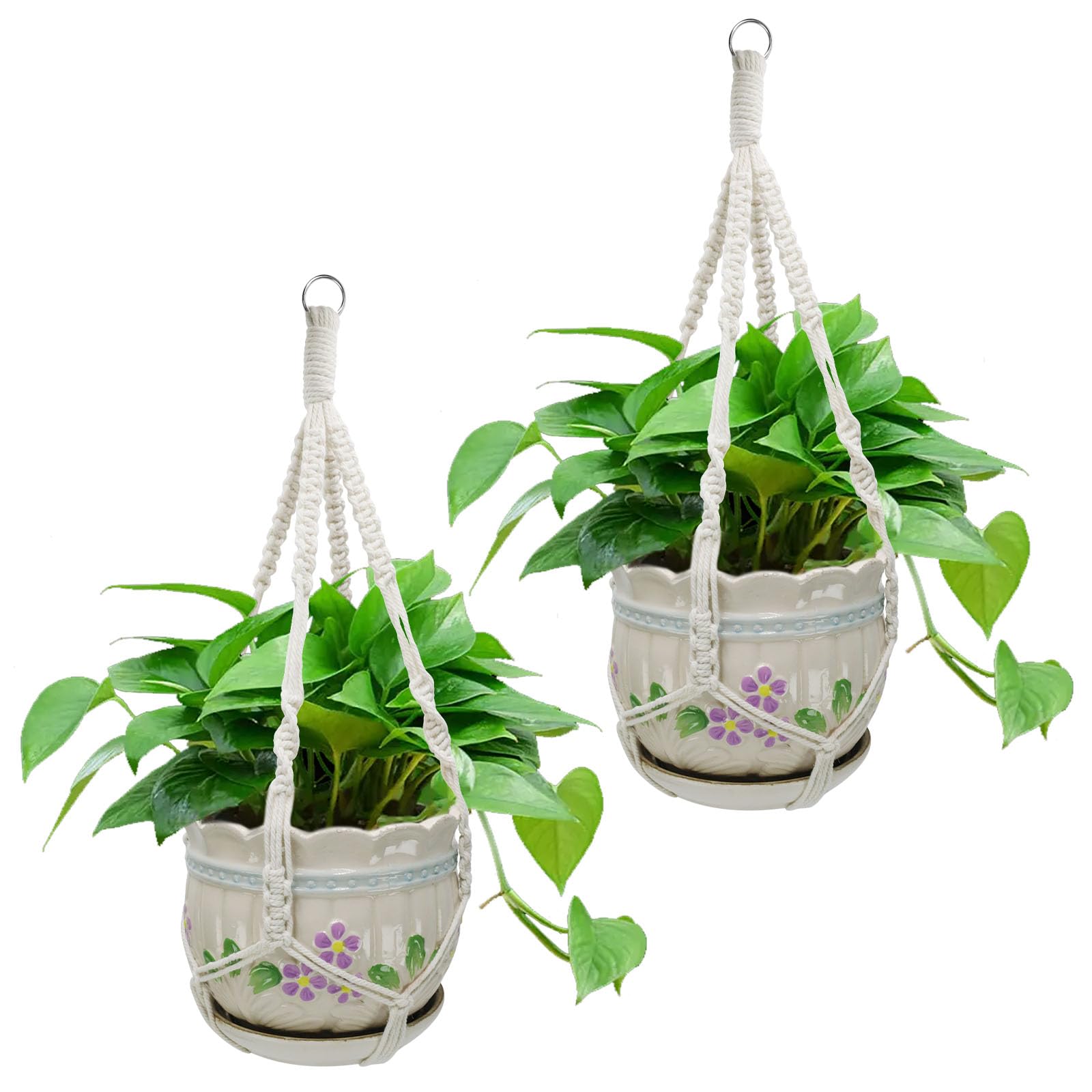 CYIKE -  2 Pack Macrame Plant Hangers 20 Inch Handmade Woven Cotton Style Hanging Plant Holder Sh...